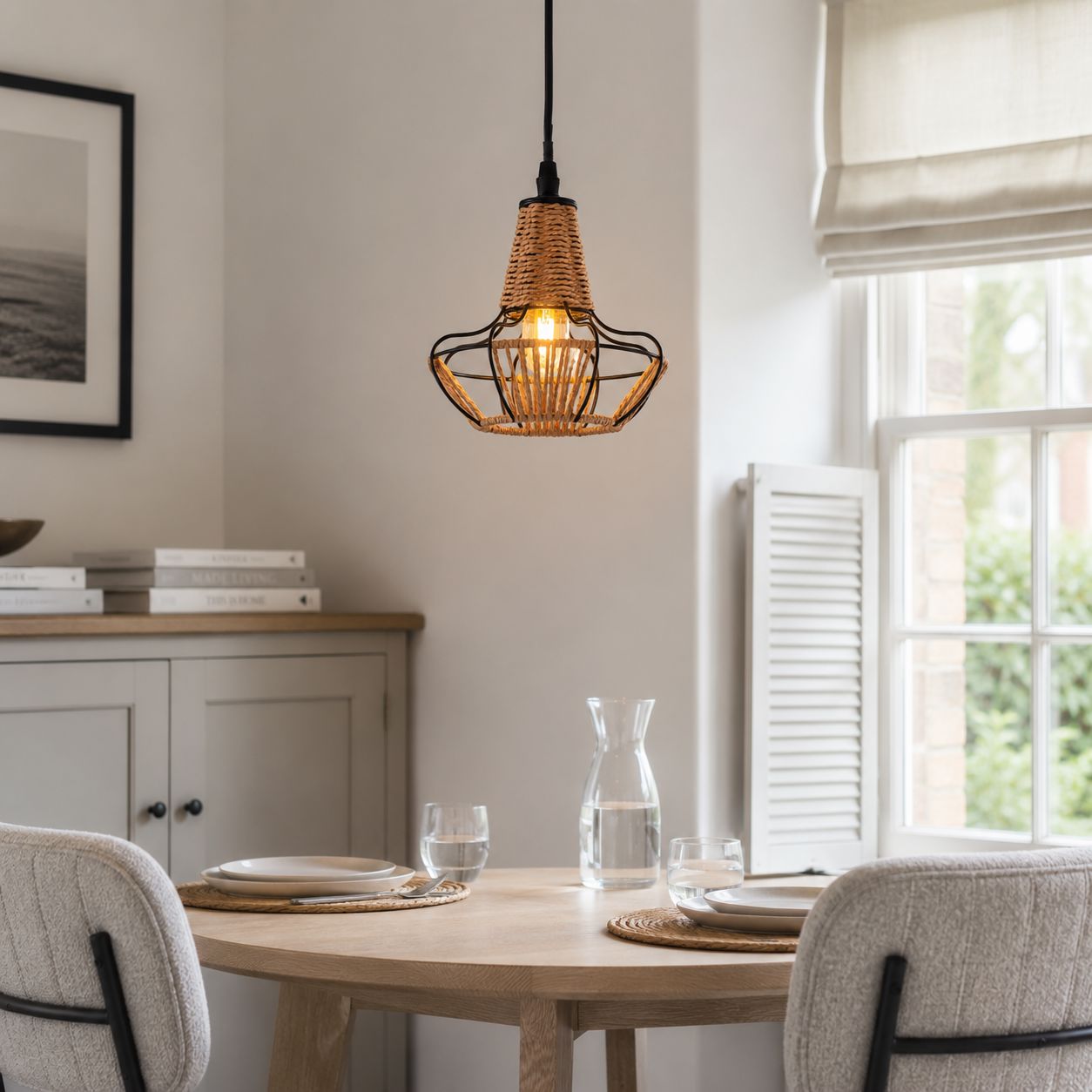 Glyph-Lightsin Woven Rattan Cage Pendant Light for Natural Charm and Effortless Elegance Living and Home