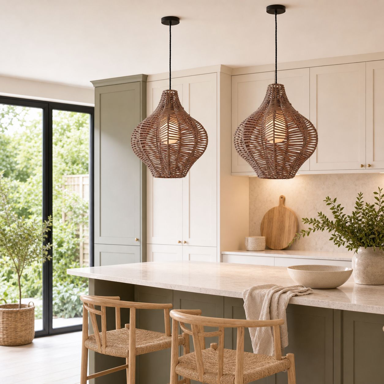 Lightsin Minimalist Handmade Wooden Rattan Pendant Light Lightsin UK