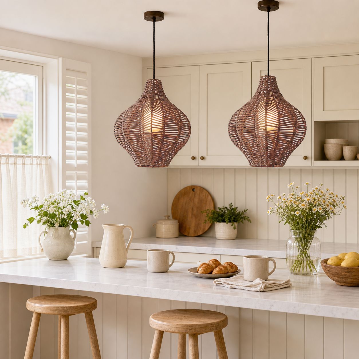 Lightsin Minimalist Handmade Wooden Rattan Pendant Light Lightsin UK