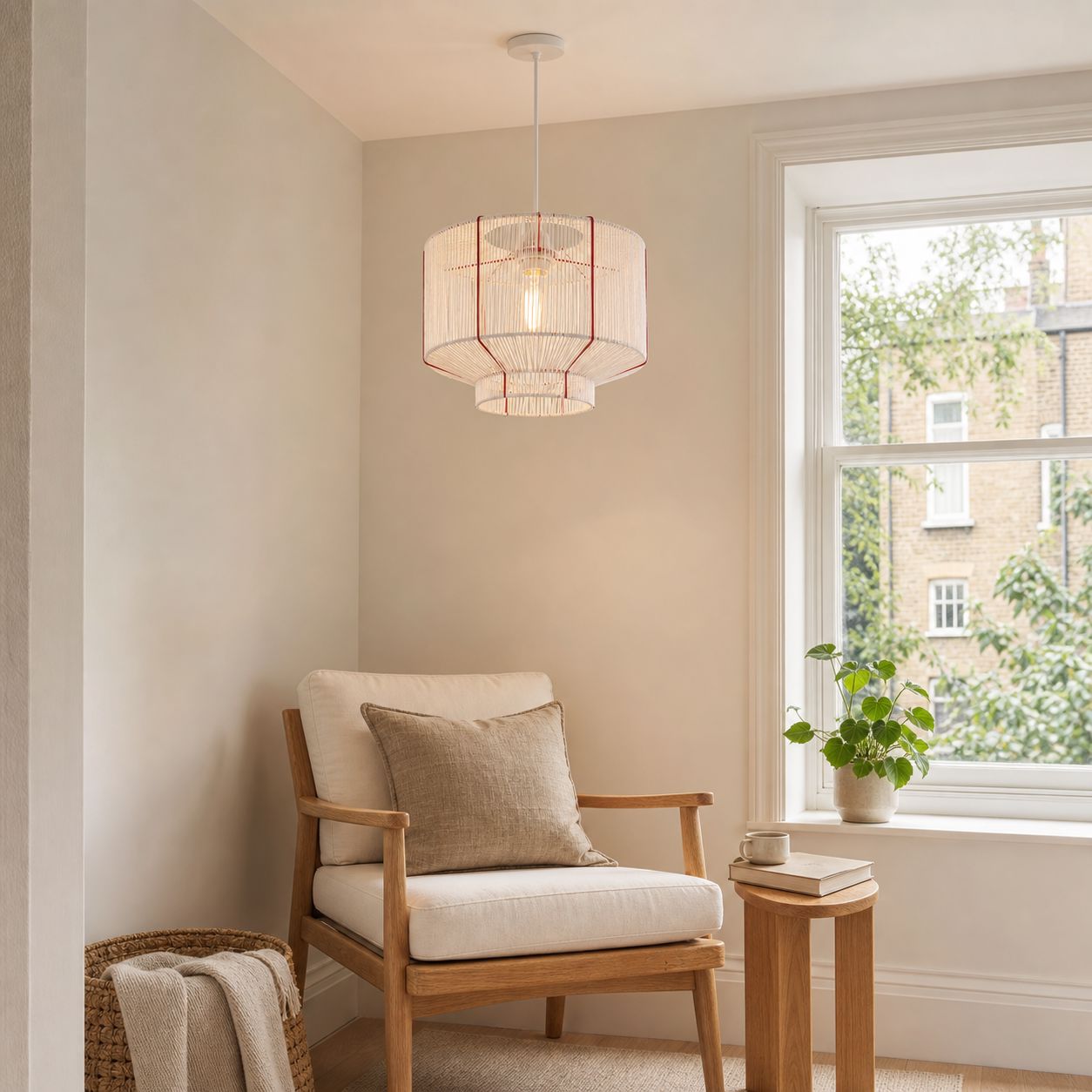 Lightsin Modern Handwoven White Paper Rope Pendant Light for Cozy Interiors Lightsin UK