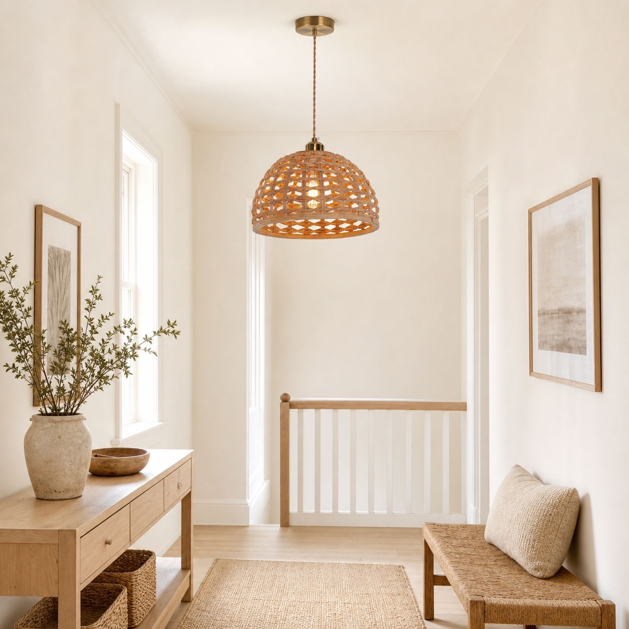 Lightsin Nature-Inspired Wooden Dome Warm Glow Pendant Light Lightsin UK