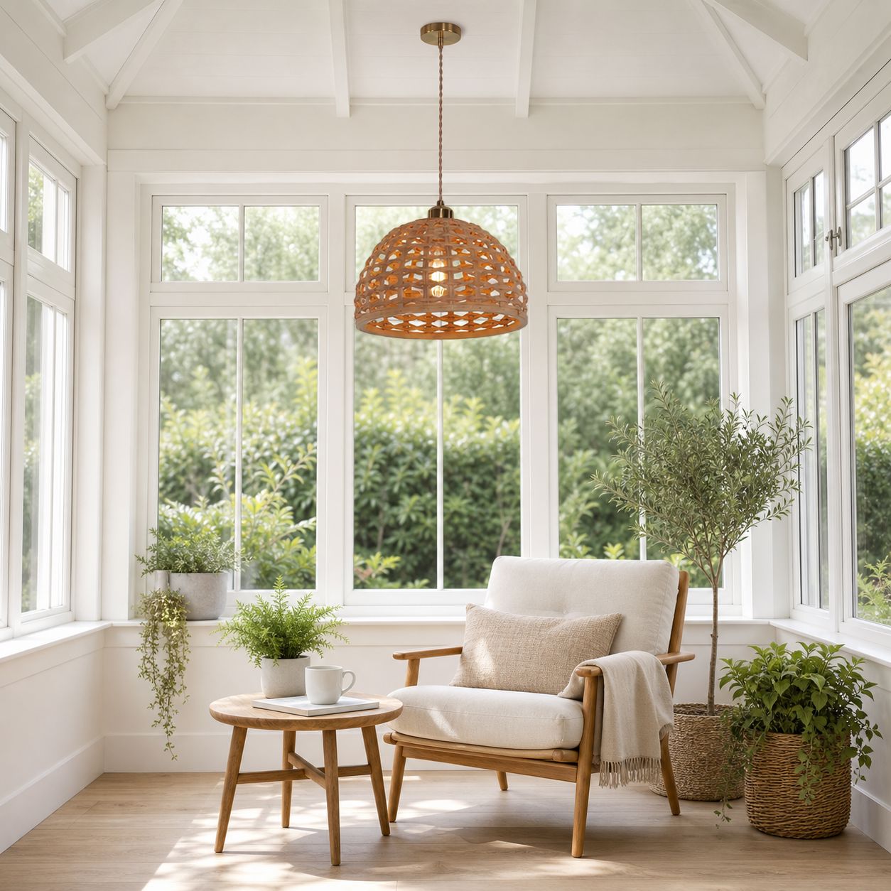 Lightsin Nature-Inspired Wooden Dome Warm Glow Pendant Light Lightsin UK