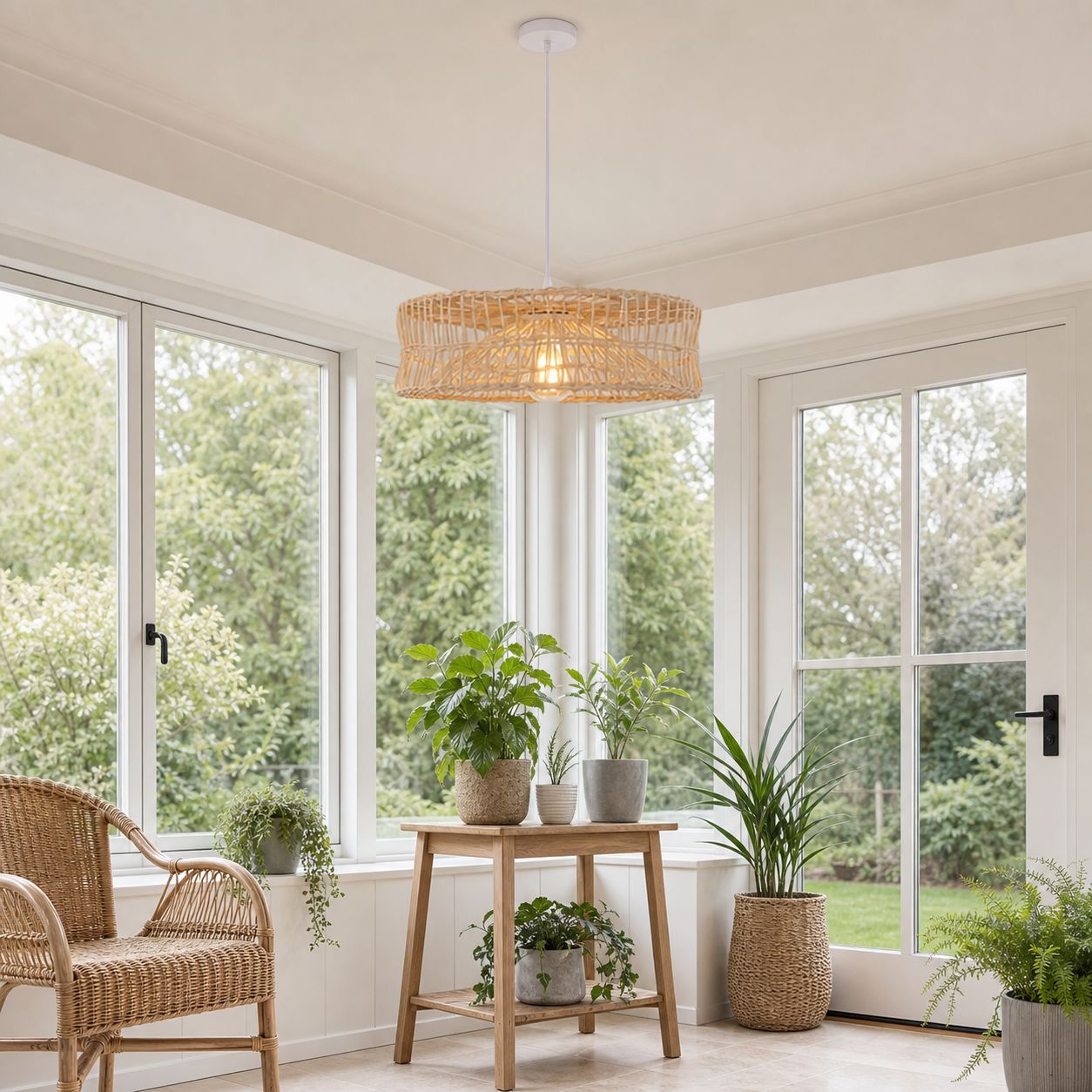 Lightsin Shallow Rattan Pendant Light for Kitchen Island Dining Area or Reading Corner Lightsin UK