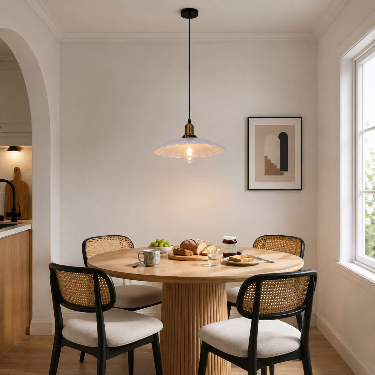 white iron pendant light shown as a clean product view