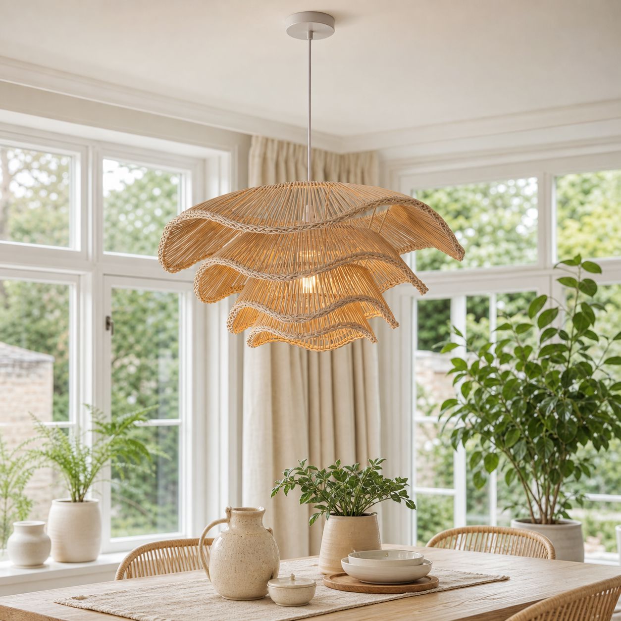 Lightsin Multi-tiered rattan pendant lamp Lightsin UK