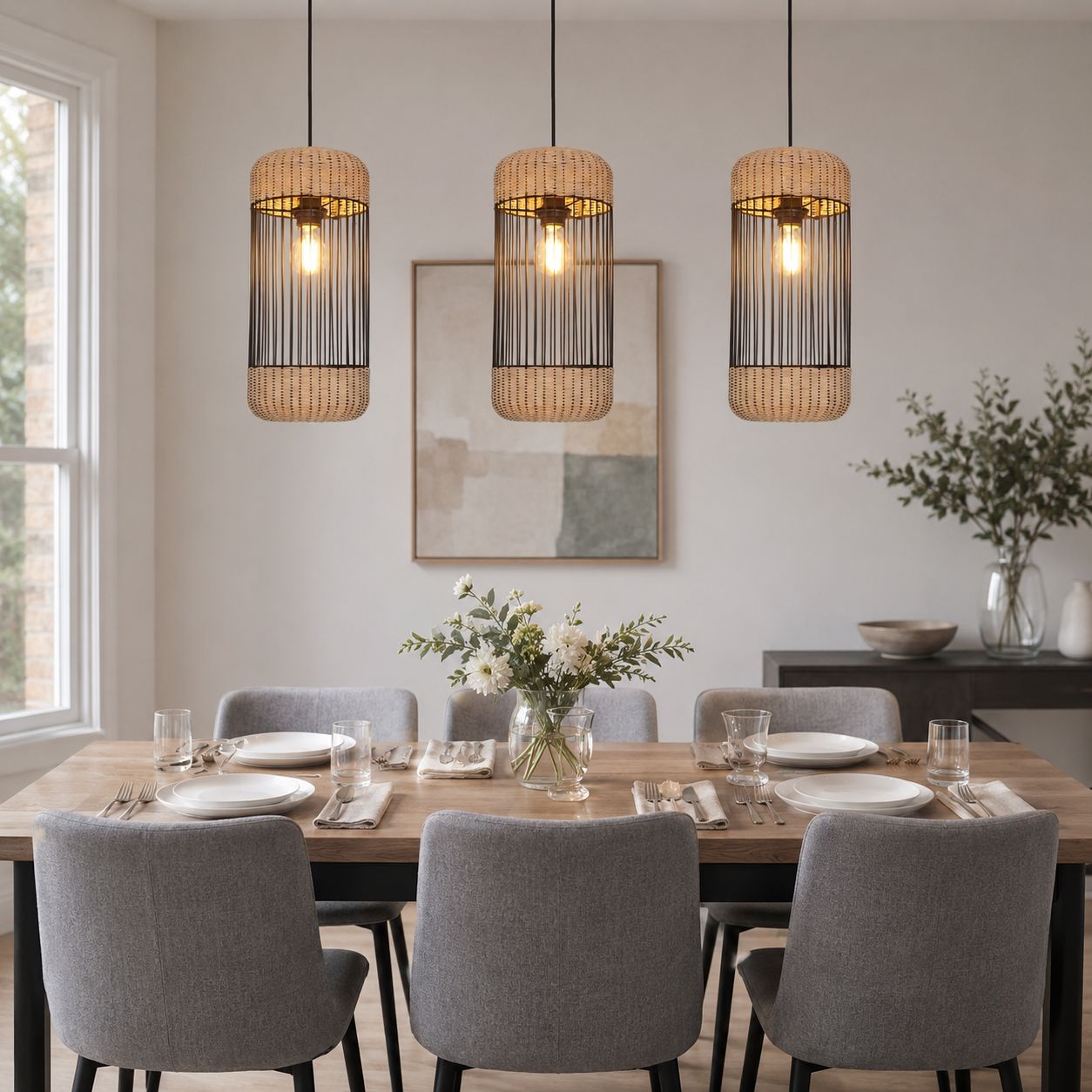 Glyph-Lightsin Cylinder-Inspired Rattan Pendant Light for Warm Natural Elegance Lightsin UK