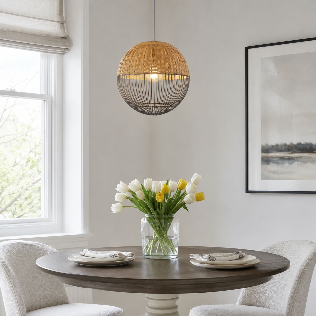 Glyph-Lightsin Chic Rattan and Metal Pendant Light for Kitchen Lightsin UK