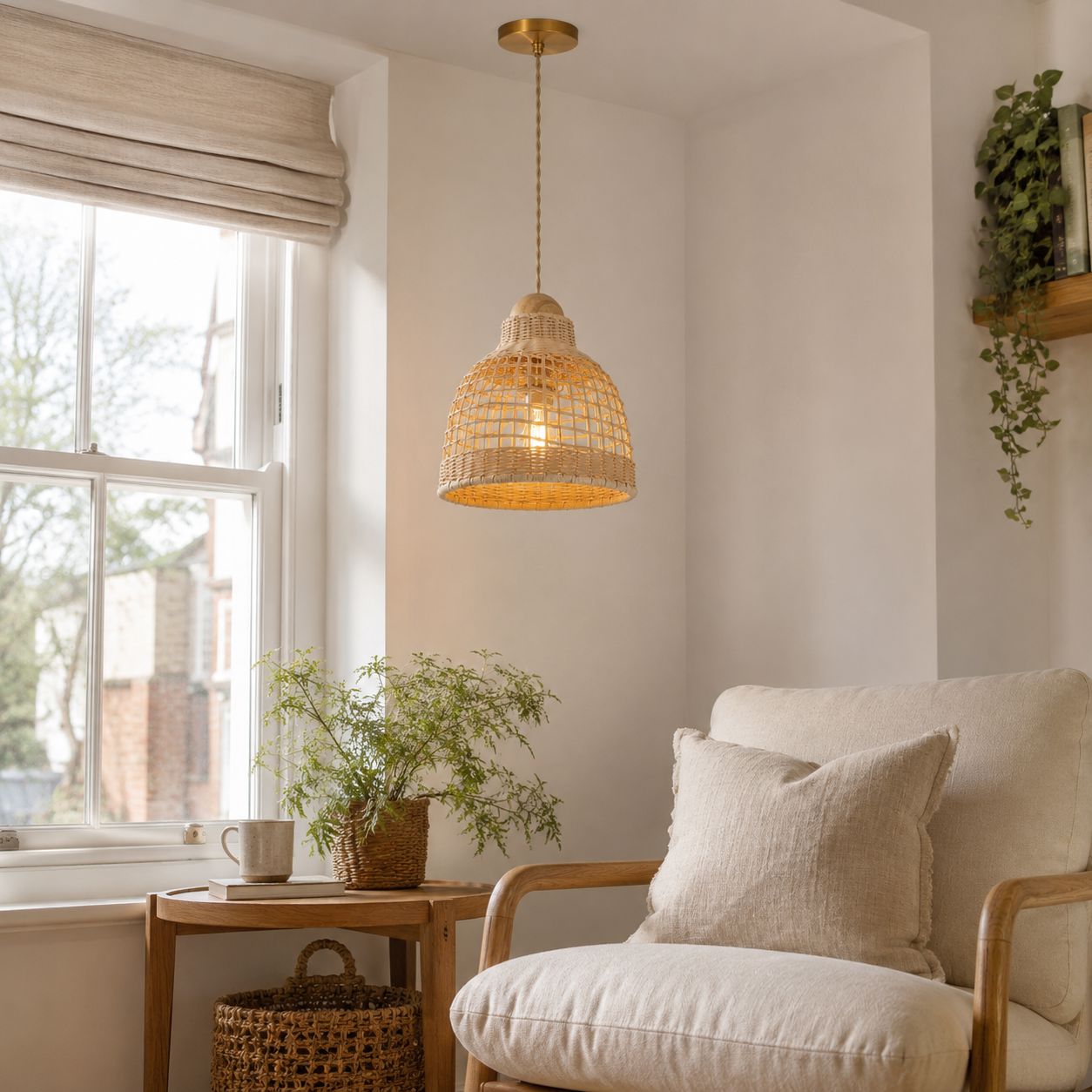 Lightsin Cella-Elegant Vintage Woven Rattan Minimalist Pendant Light Lightsin UK
