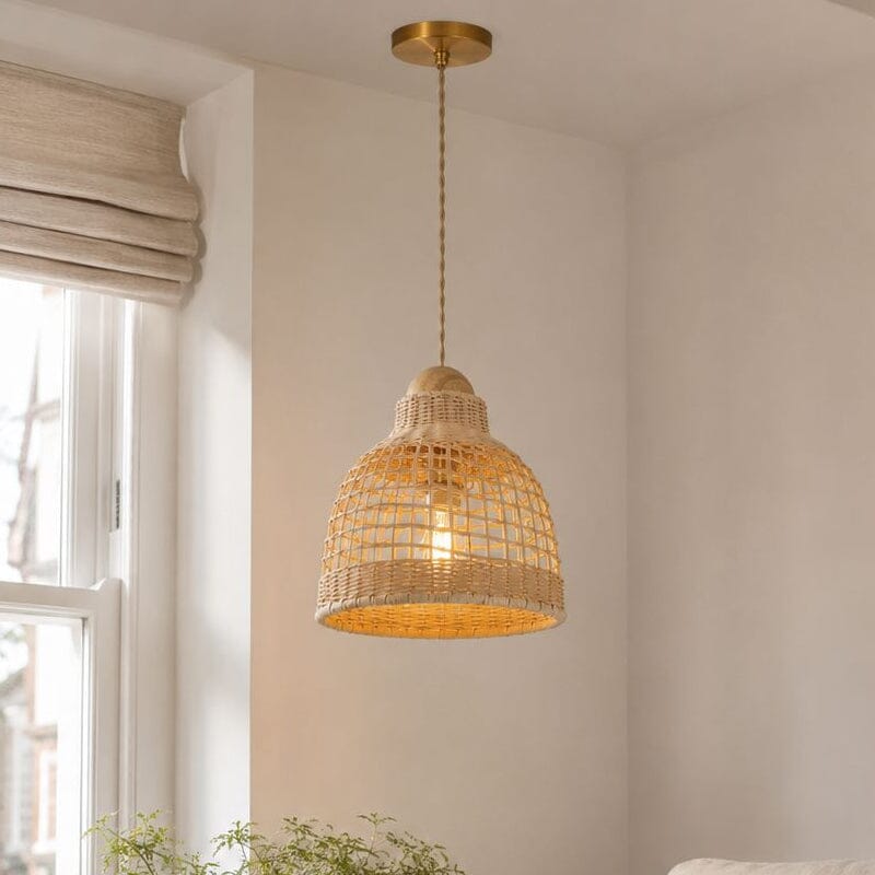 Lightsin Cella-Elegant Vintage Woven Rattan Minimalist Pendant Light Lightsin UK