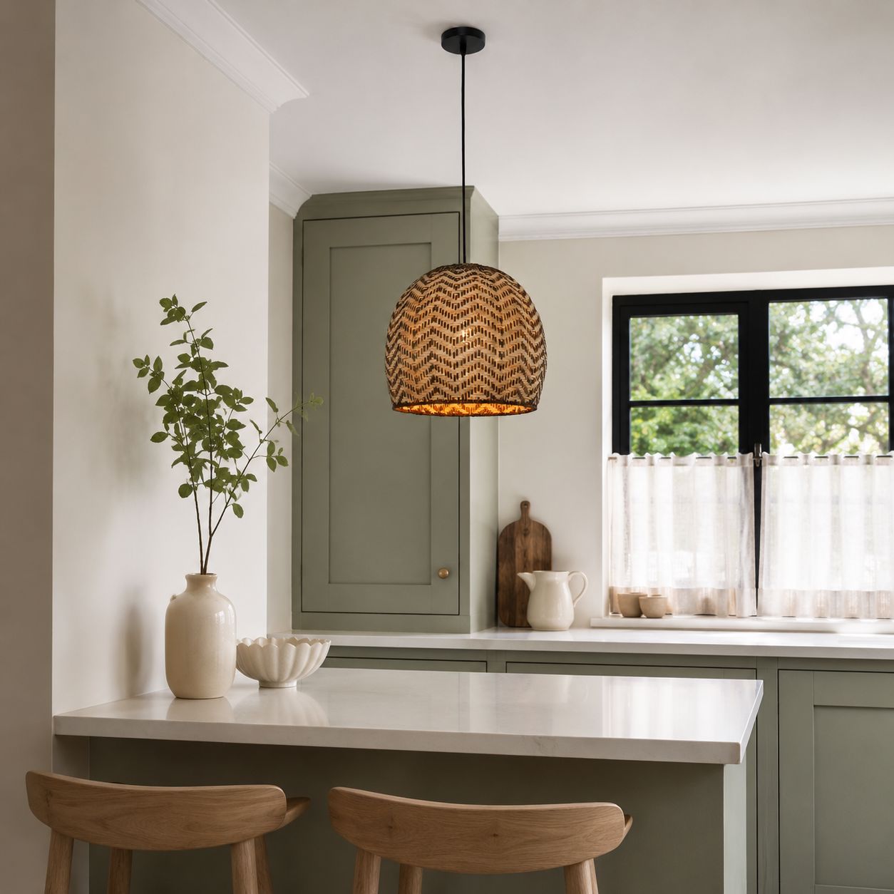 Lightsin Woven Rattan Ceiling Light with Wave Details for Modern Ceiling Lights Lightsin UK