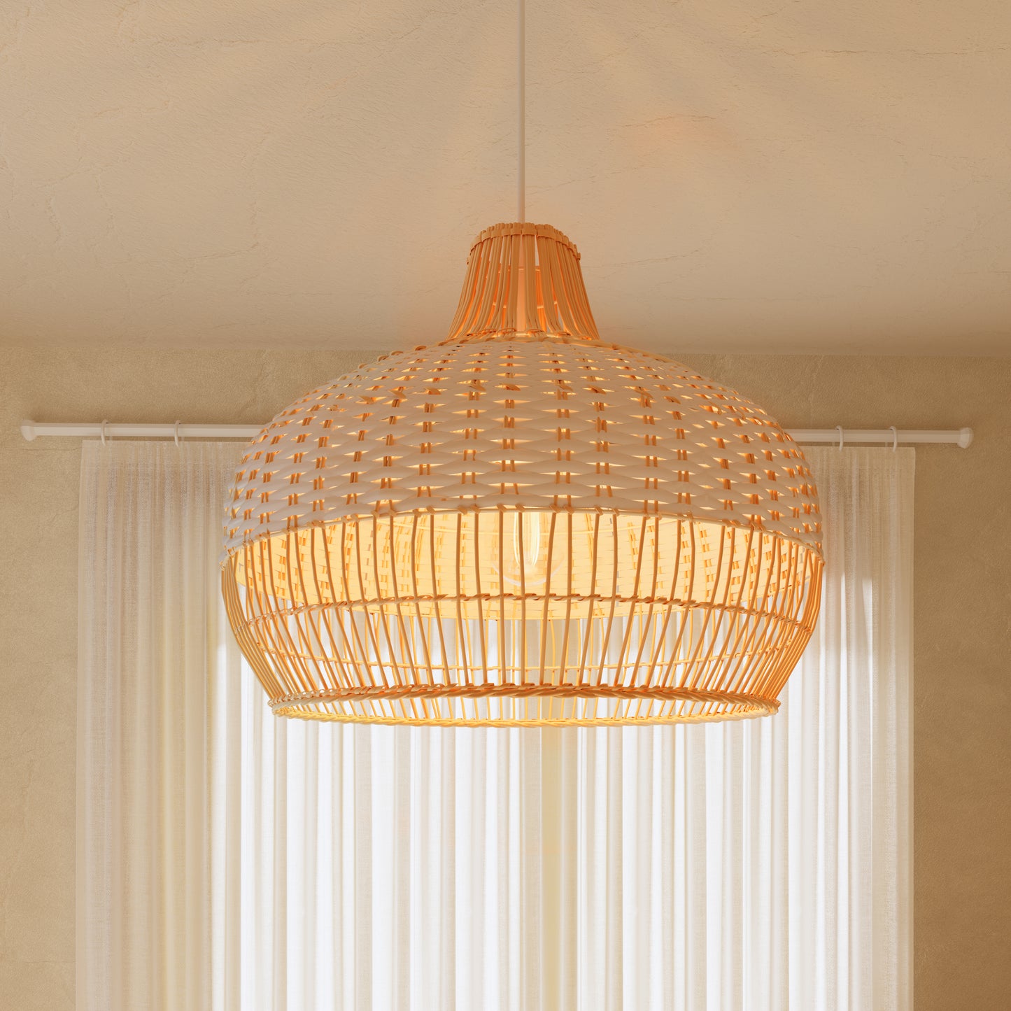 Cella-Handwoven Rattan Pendant Light for Kitchen and Boho-Style Interiors