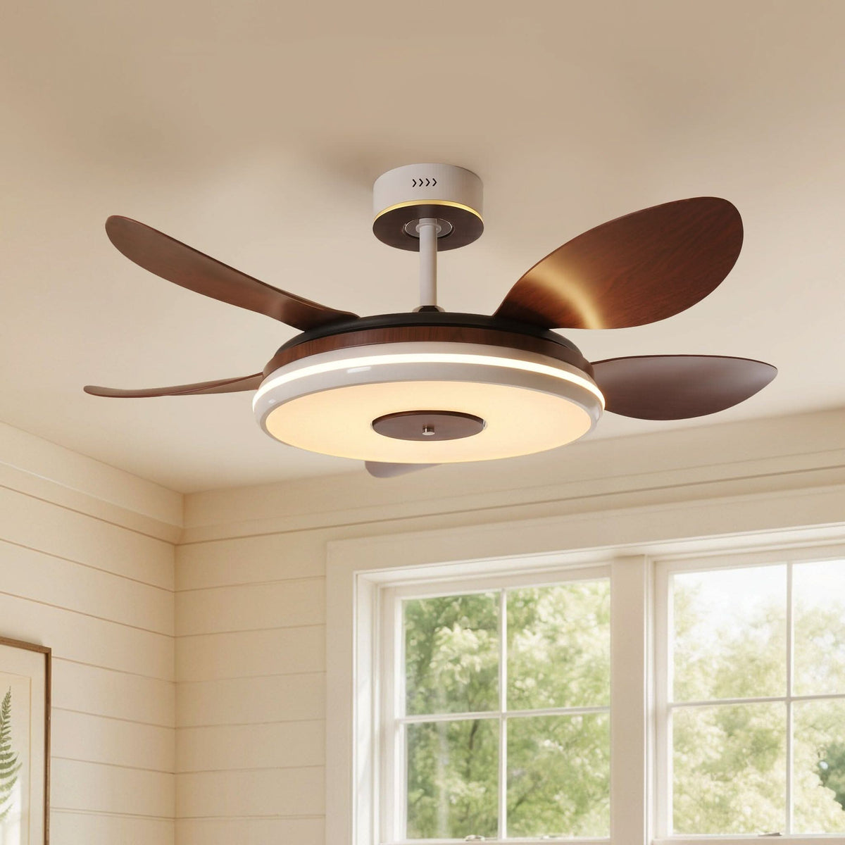 48 inch ceiling fan with dimmable LED light shown as a clean product view