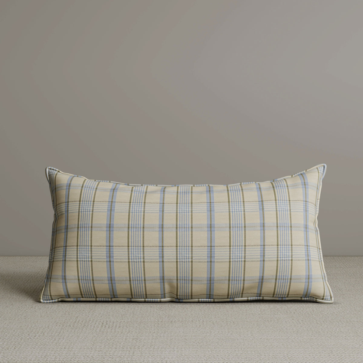 Exclusive Waist Cushion in Sky Blue Checkered Cotton Linen, 56*27*12 CM Cottonfy UK 1 PC In Stock