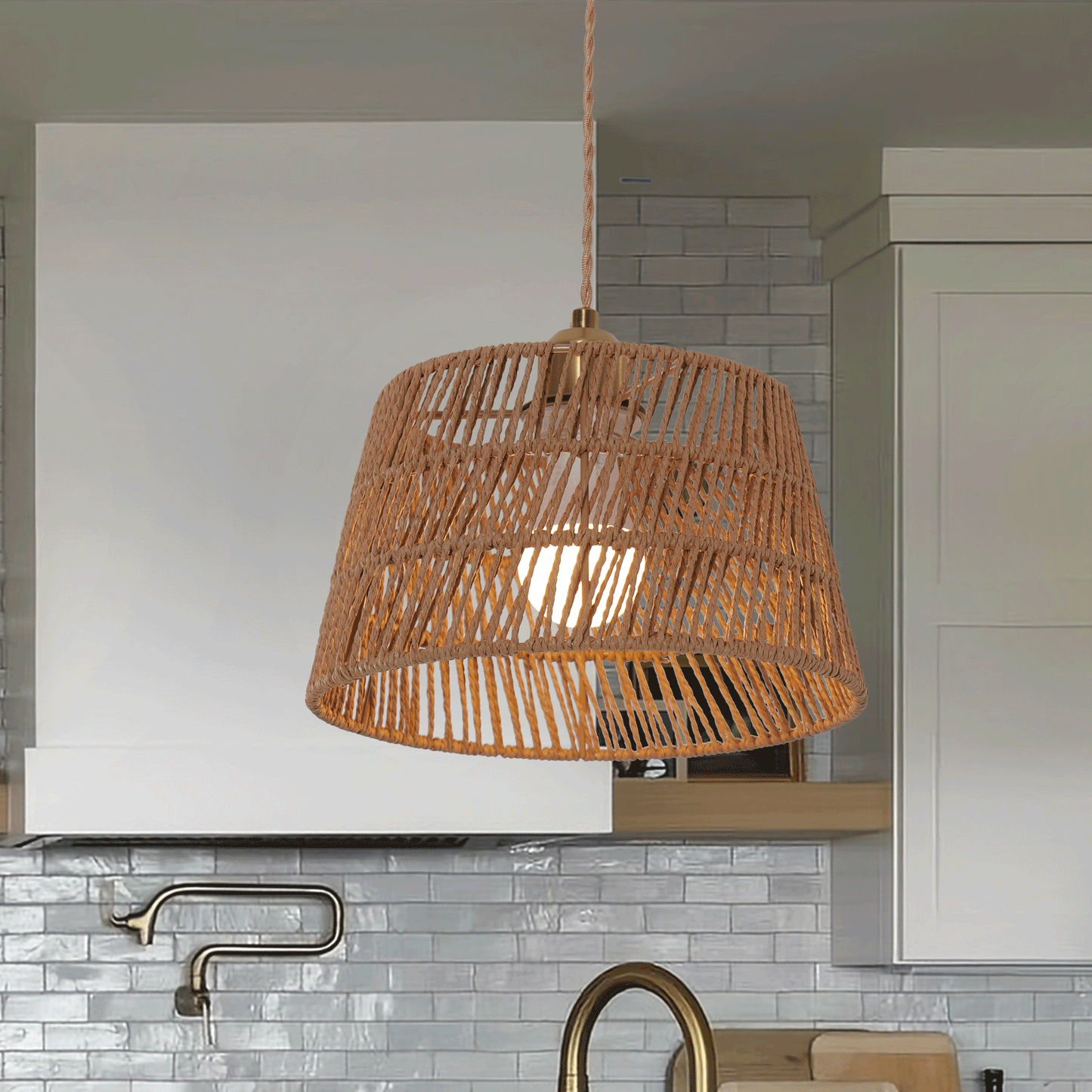 Lightsin Handcrafted Warm Rustic Paper Rope Pendant Light Lightsin UK