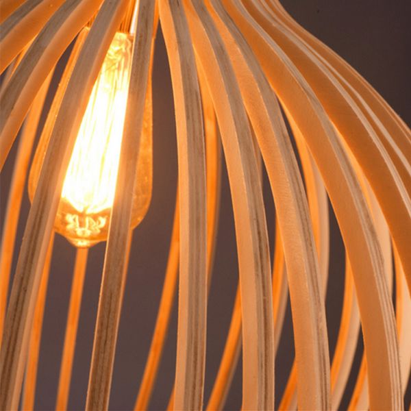 Lightsin Scandinavian LED Wooden Birdcage Pendant Light Lightsin UK
