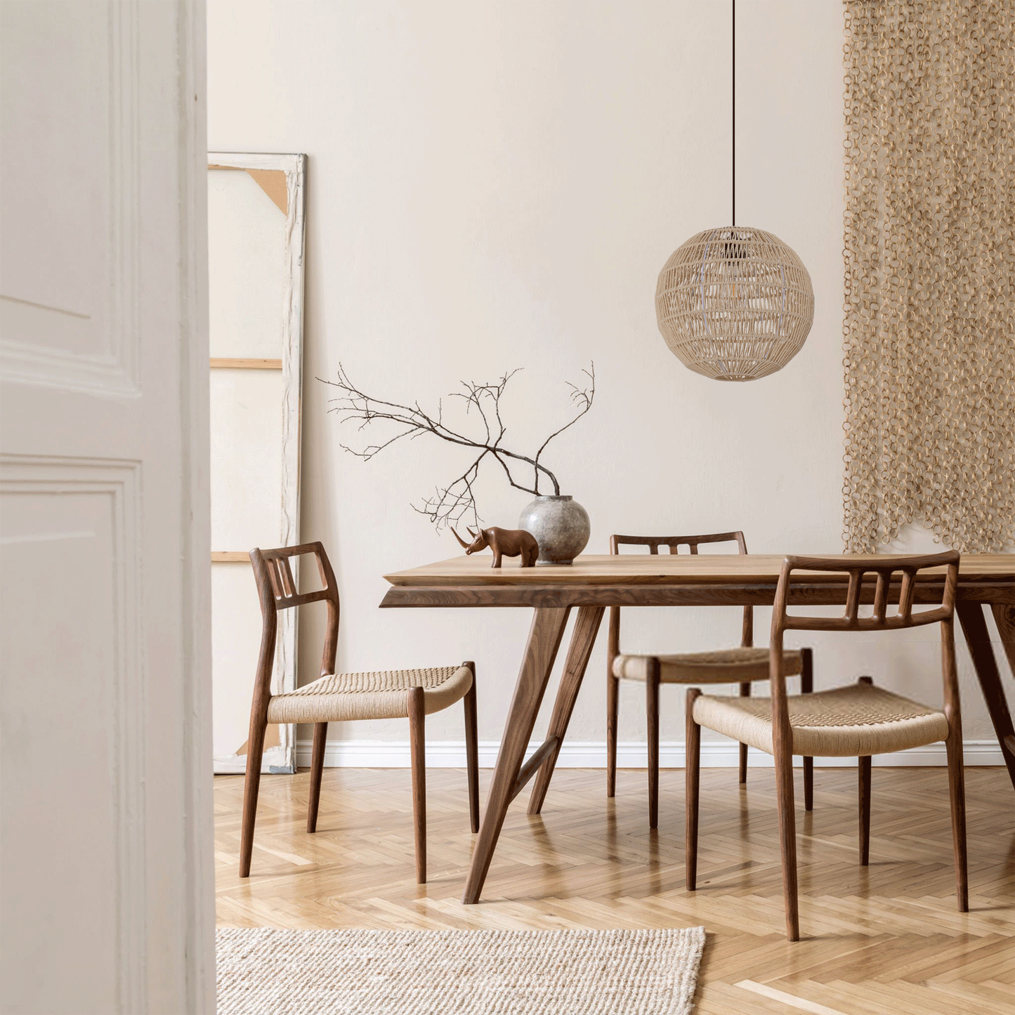 Living Nest UK Handwoven Cotton Rope and Iron Round Pendant Light for Cozy Spaces Living Nest UK