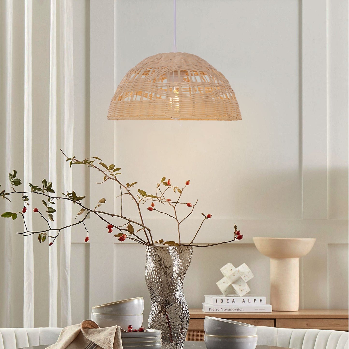 Lightsin Eco-Friendly Dome-Shaped Rattan Pendant Light for Home Decor Lightsin UK