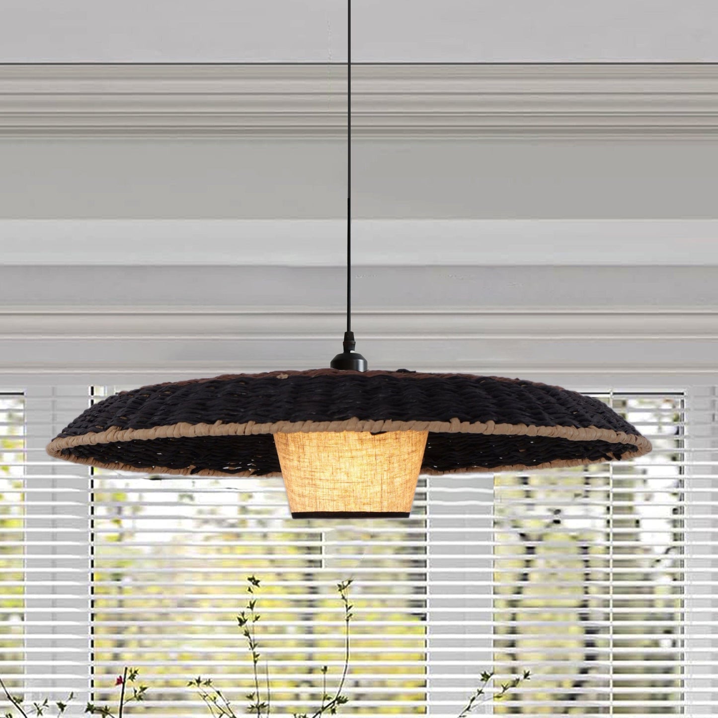 Living Nest UK Stylish Two-Tone Handwoven Pendant Light Fixture Living Nest UK