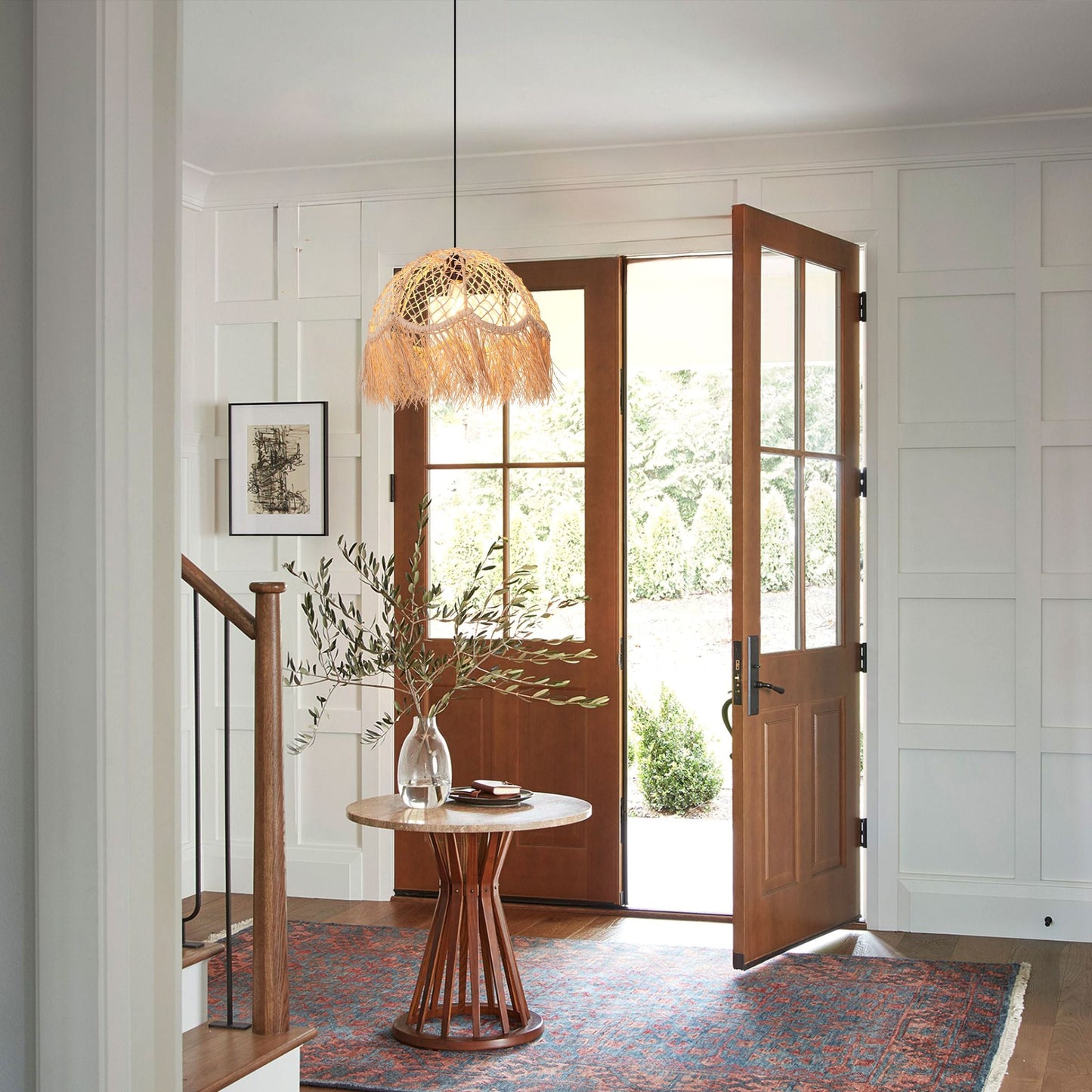 Lightsin Bohemian Woven Rattan Dome Pendant Light for Cozy Interiors Lightsin UK
