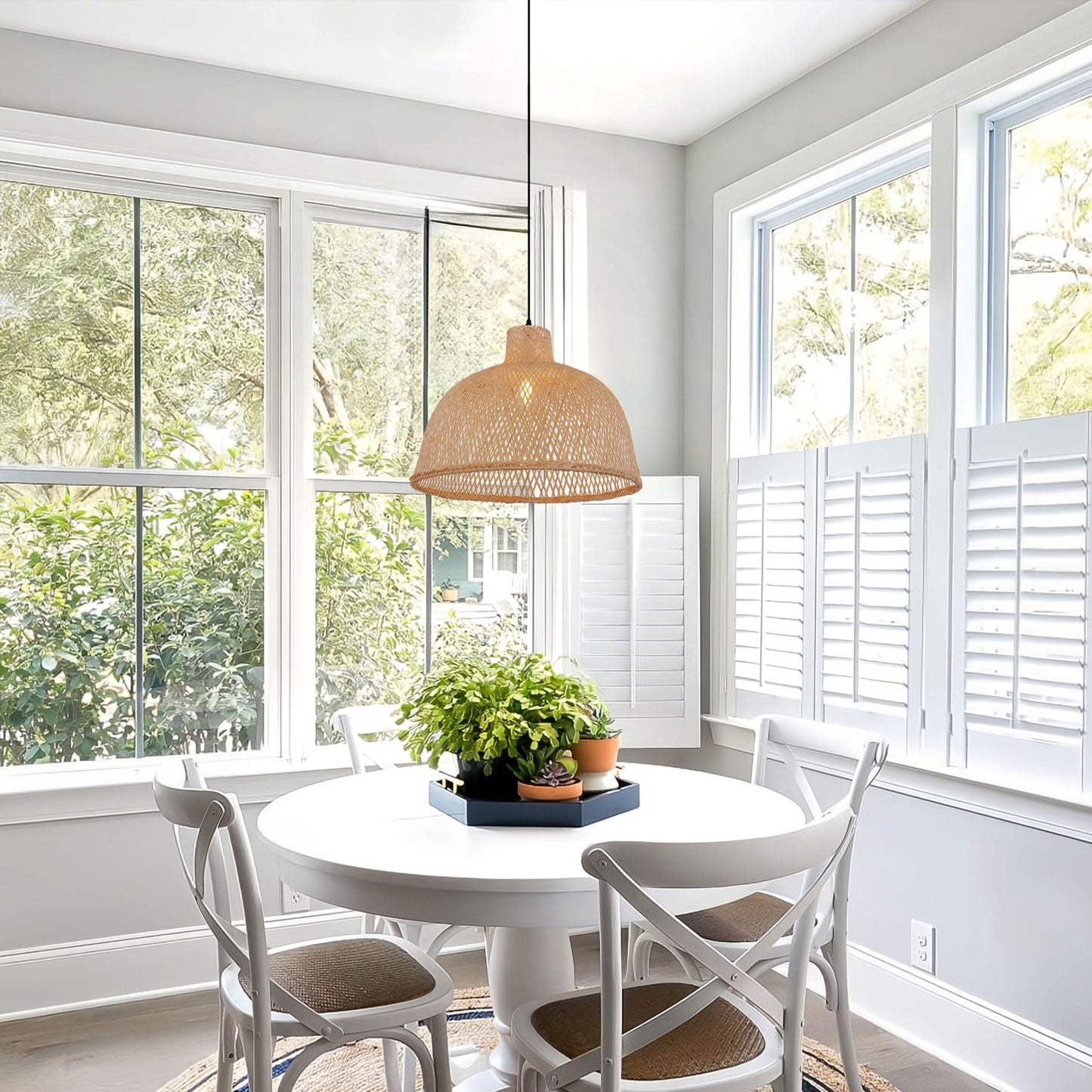Living Nest UK Natural Bamboo Woven Dome Pendant Light for Cozy Spaces Living Nest UK