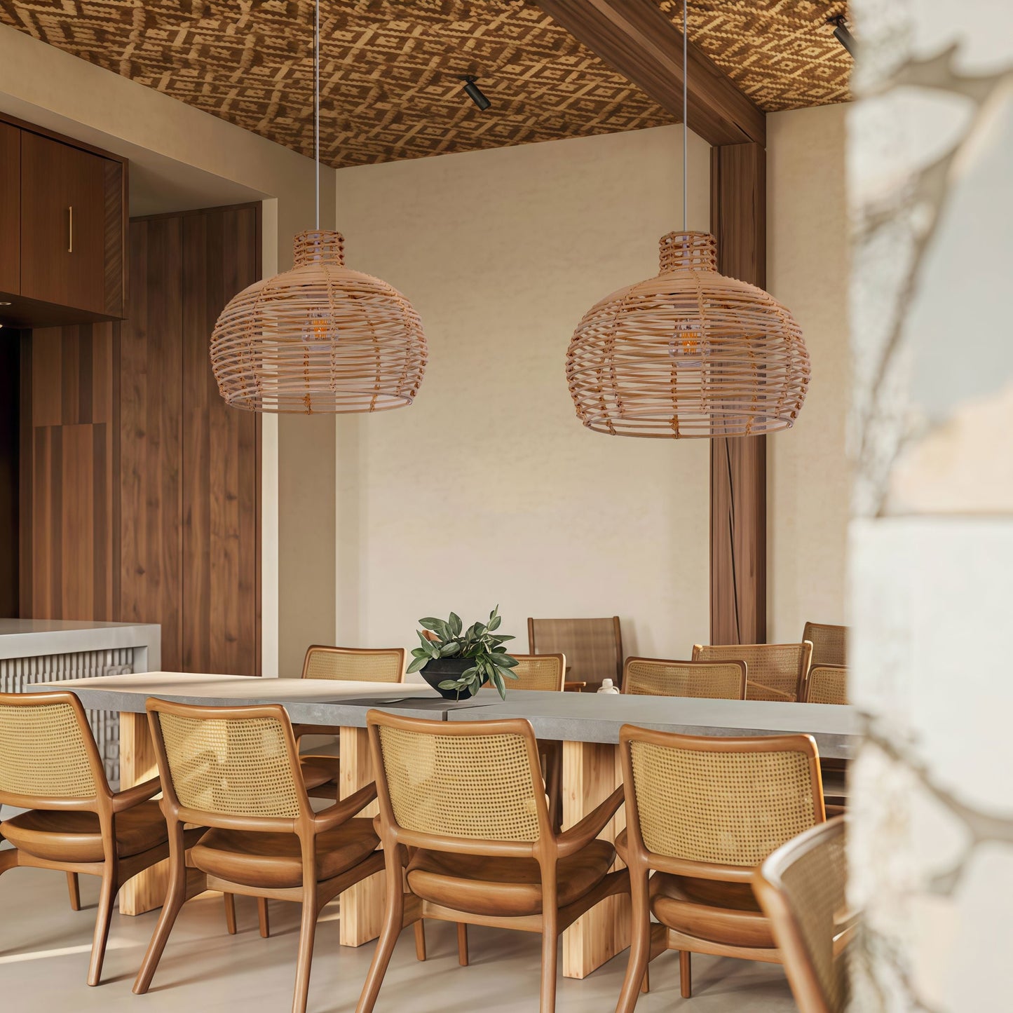 Lightsin Lightweight Open Weave Rattan Ceiling Light Lightsin UK