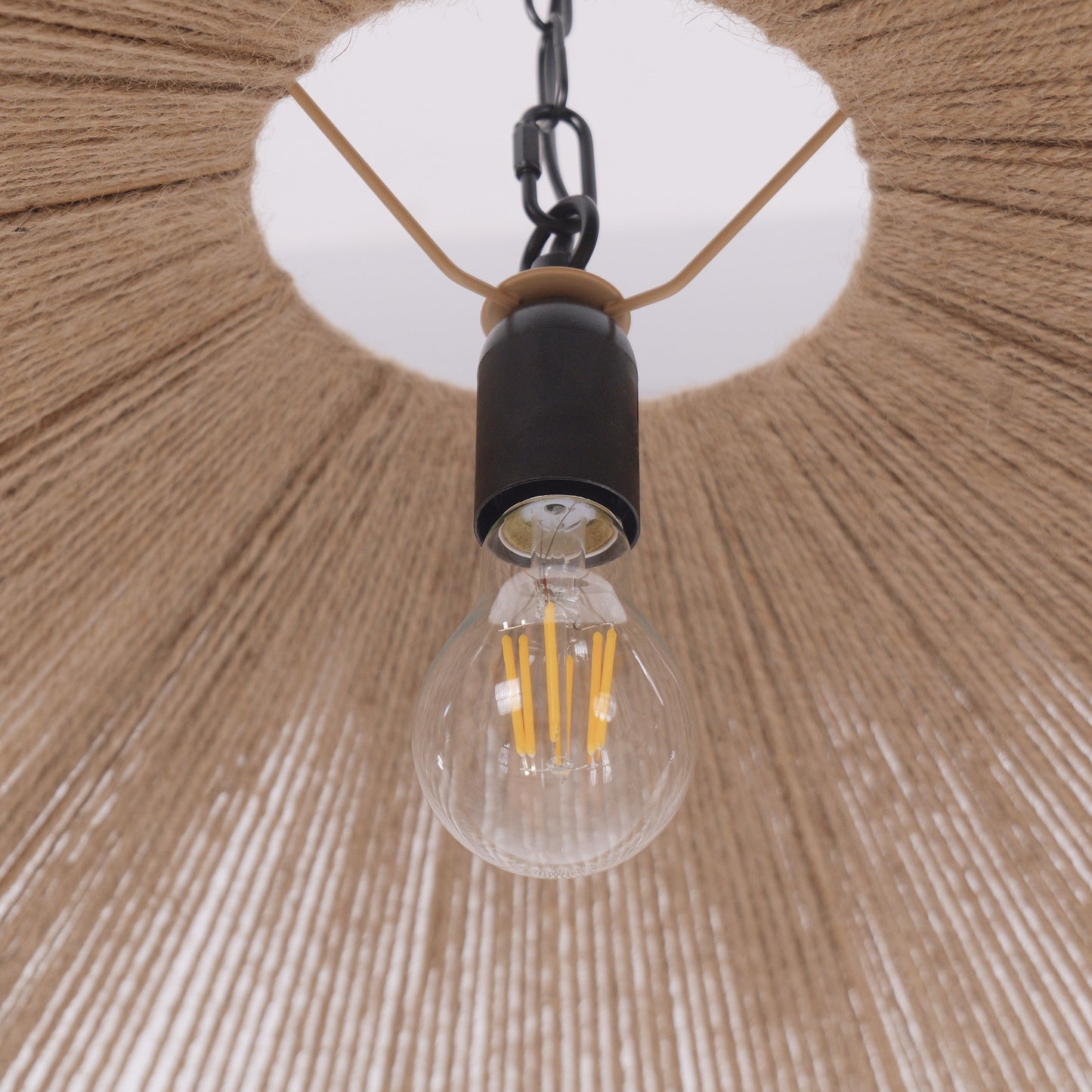 Boho Woven Pendant Light with Tassels, Handcrafted Hemp Rope Hanging Ceiling Light for Dining Room & Living Room