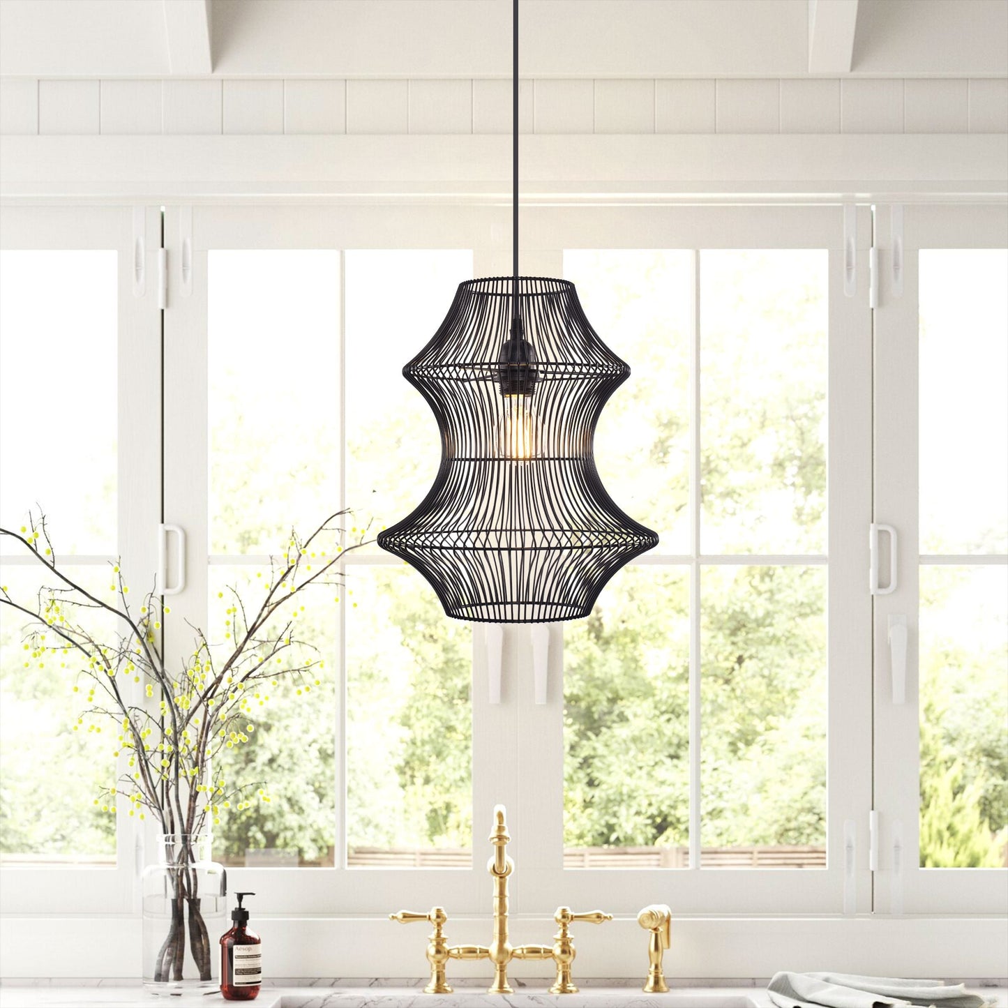 Lightsin Industrial Black Iron Pendant Light with Hourglass Shape Lightsin UK