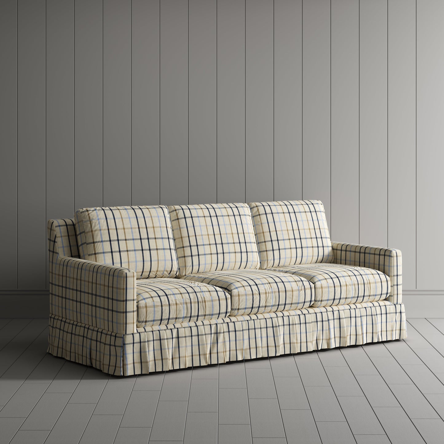 Country Check Sofa with Removable Skirted Covers