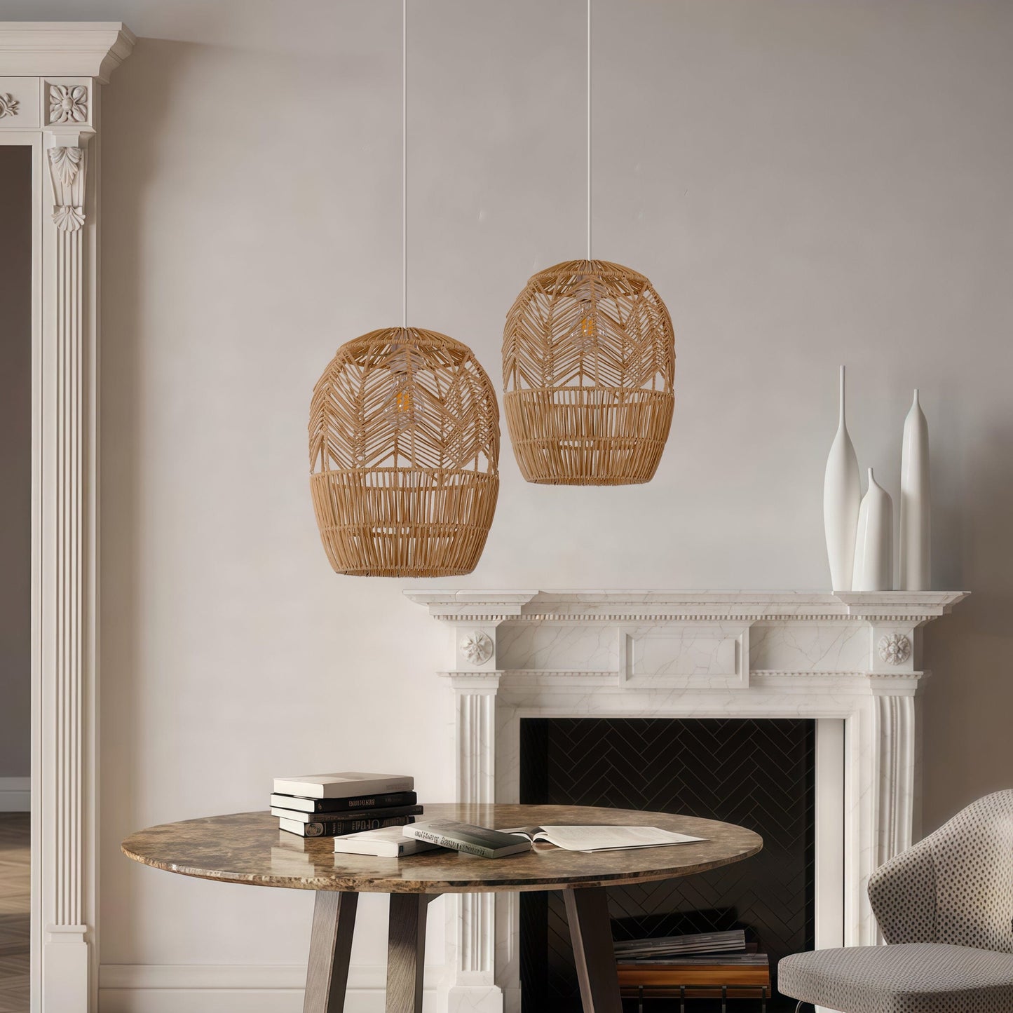 Lightsin Japanese-style Oval Rattan Pendant Light Lightsin UK