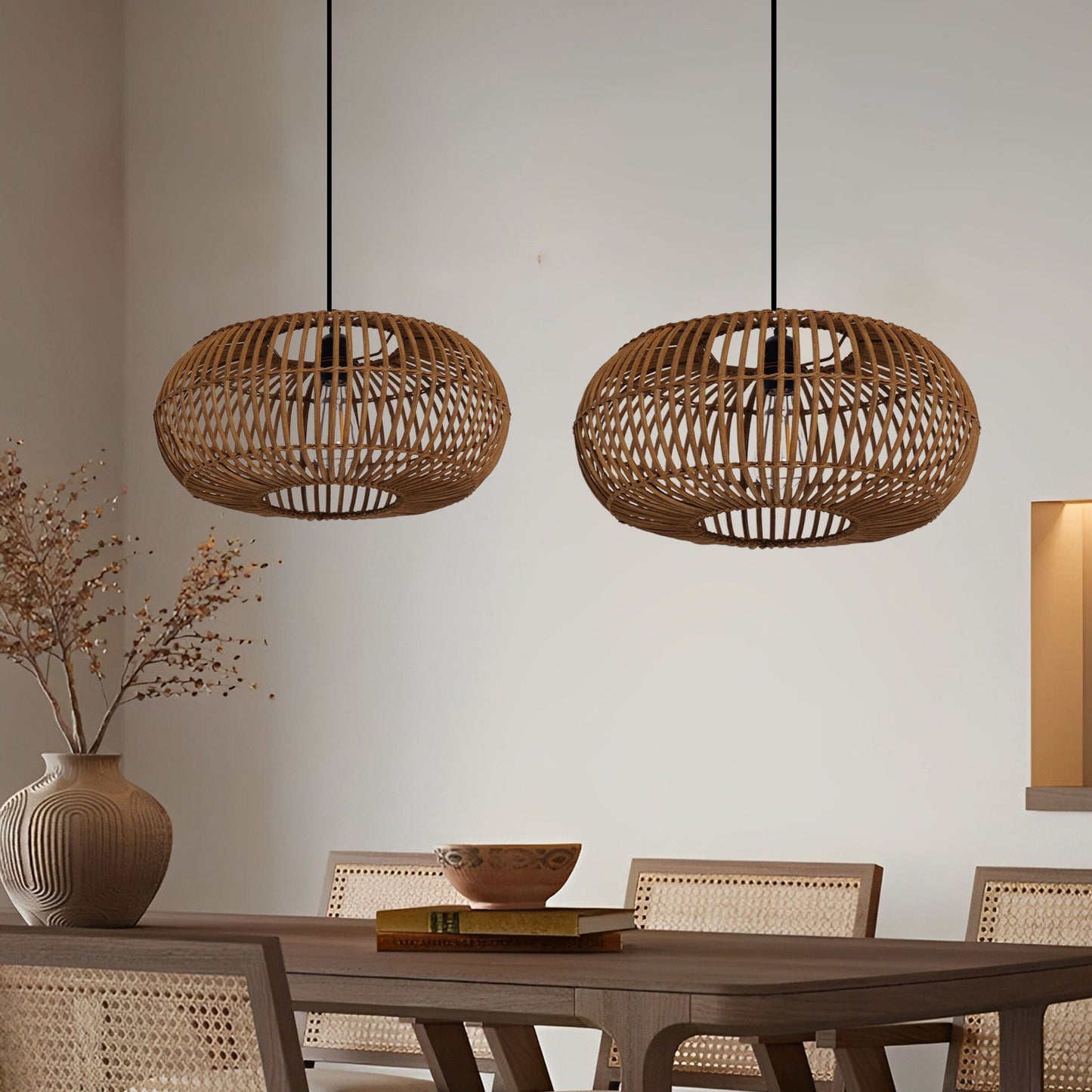 Living Nest UK Natural Bamboo Woven Round Pendant Light for Warm Interiors Living Nest UK