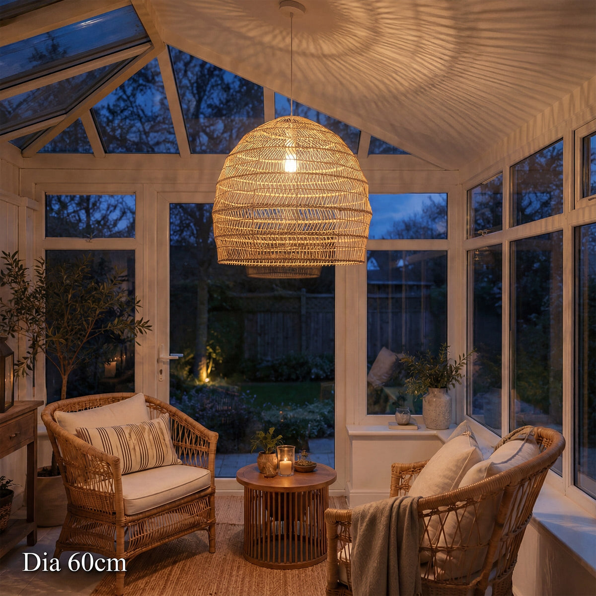 Lightsin Natural Rattan Pendant Light with Optional Woven Inner Sphere Lightsin UK