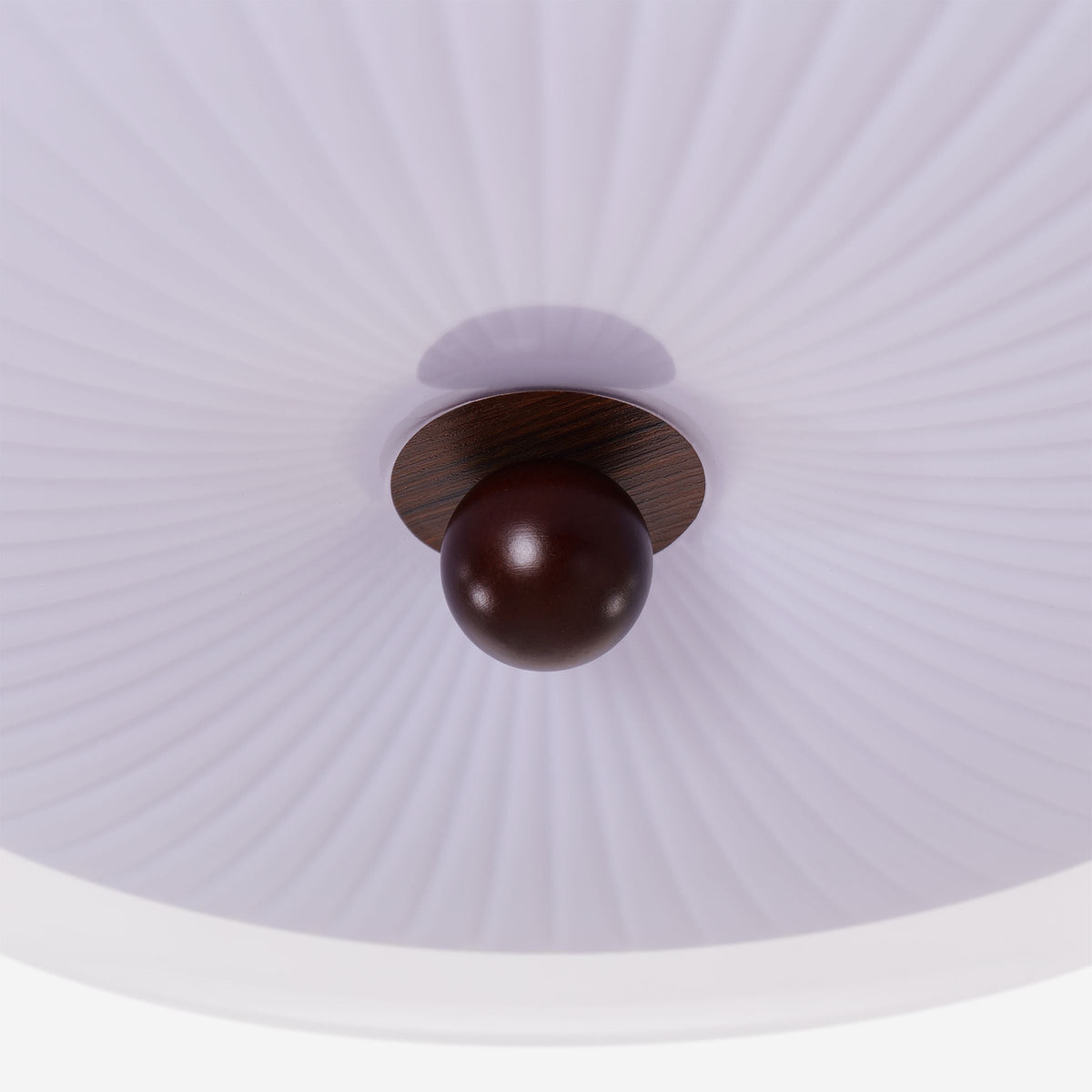 walnut ribbed acrylic ceiling light with shade texture and trim detail