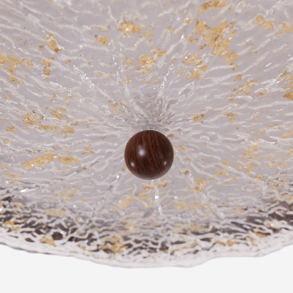walnut ripple acrylic ceiling light with shade texture and trim detail
