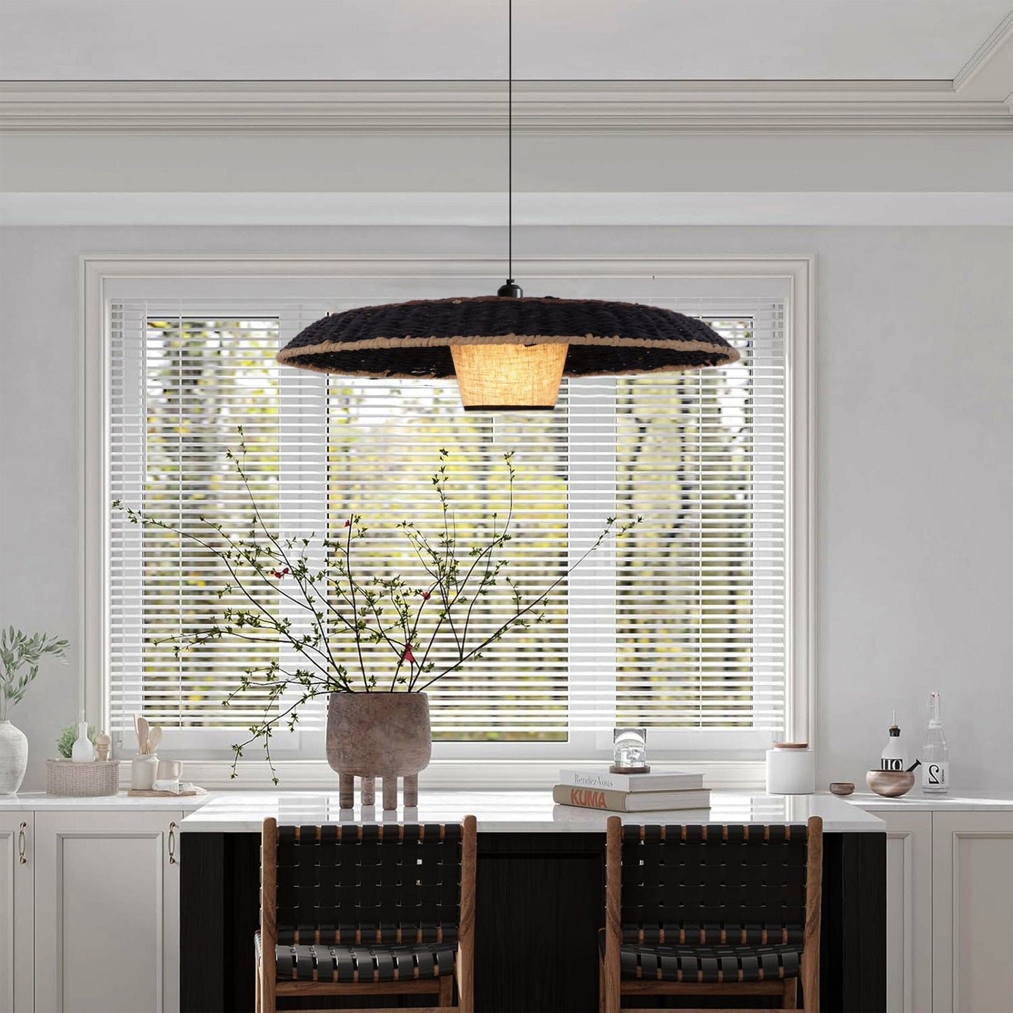 Living Nest UK Stylish Two-Tone Handwoven Pendant Light Fixture Living Nest UK