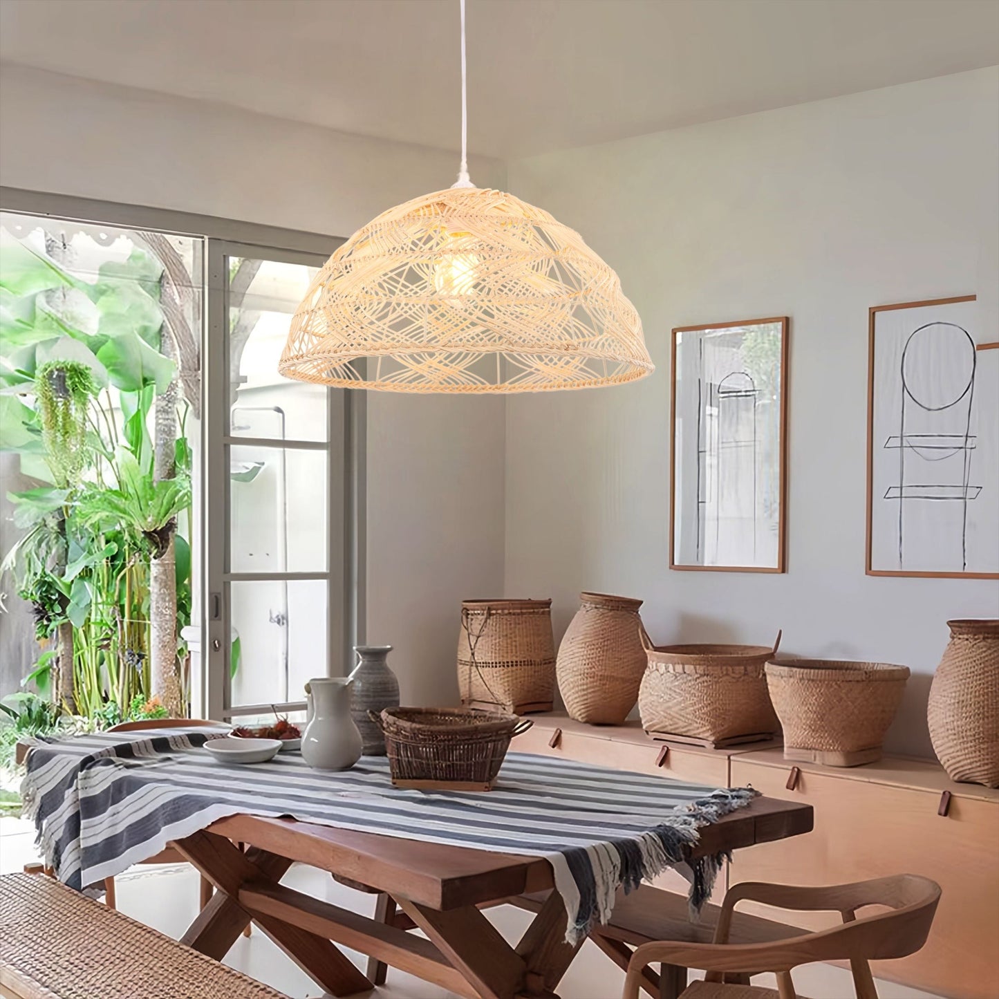 Lightsin Handwoven Rattan Dome Pendant Light for a Warm & Cozy Glow Lightsin UK
