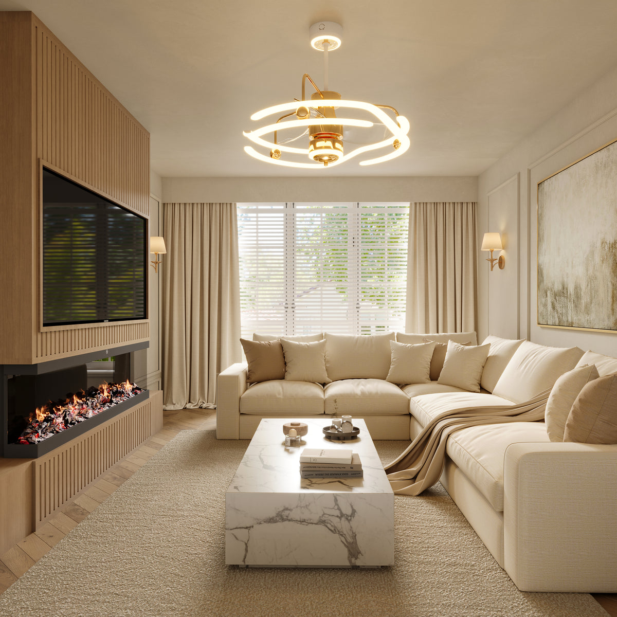Modern Ceiling Fan Light with Remote Control Low-Noise Adjustable Fan Light