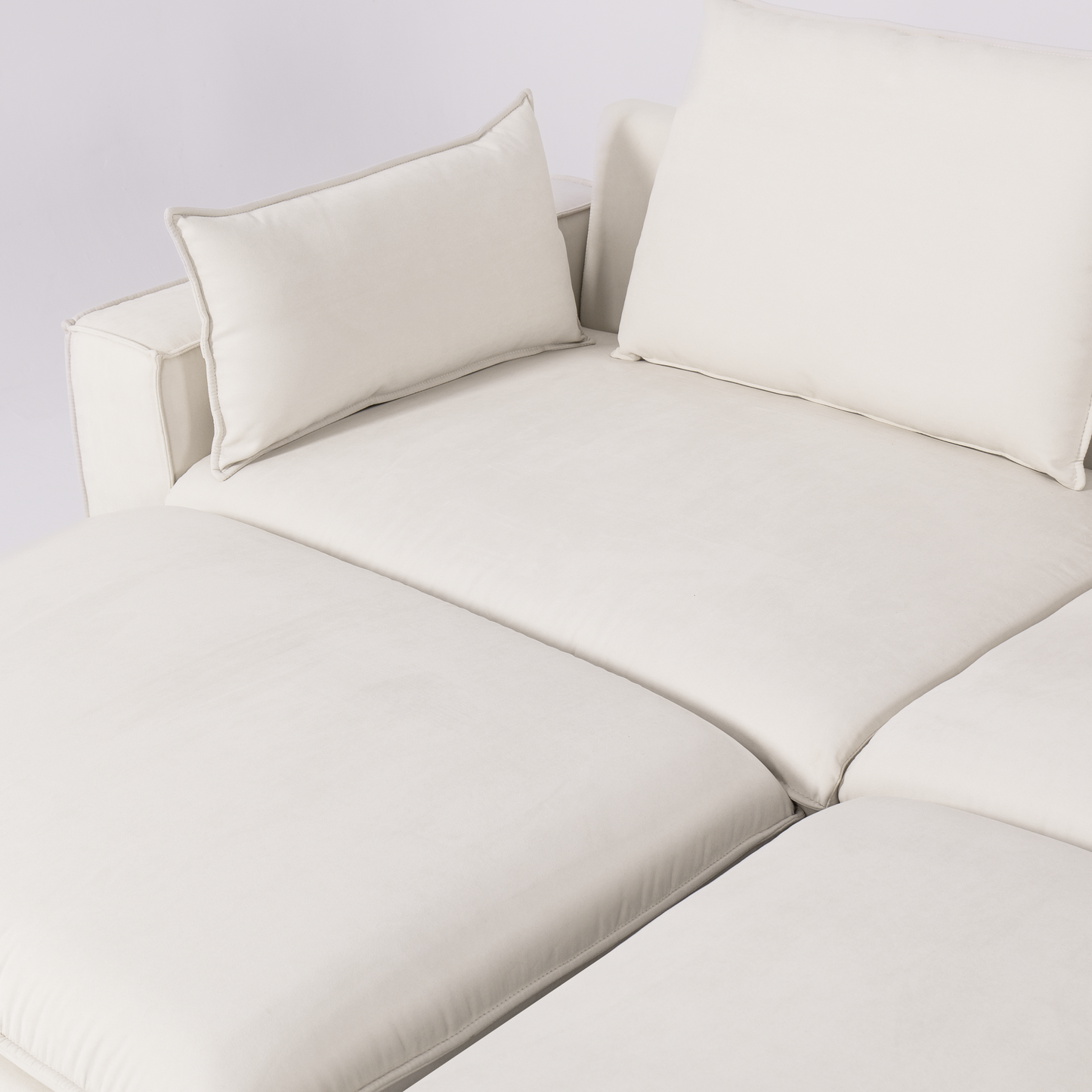 Creamy Tofu Block Pullout Sofa Bed with Storage