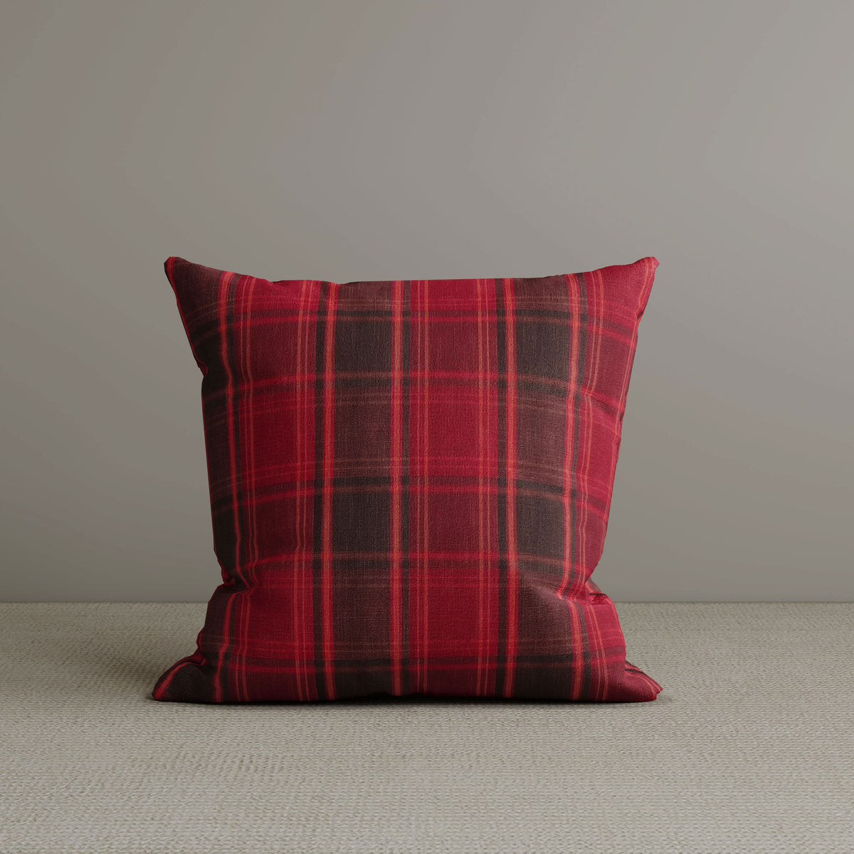 Square Exclusive Design Cushion in Garnet Red Plaid Cotton Linen, 45*45CM Cottonfy UK 1 PC