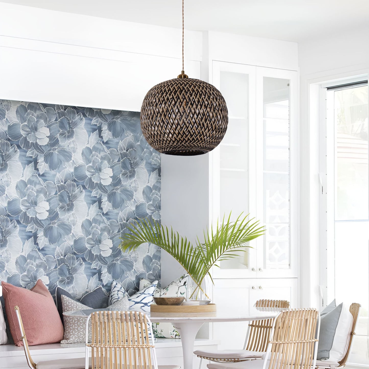 Living Nest UK Modern Black and Natural Bamboo Handwoven Pendant Light Living Nest UK