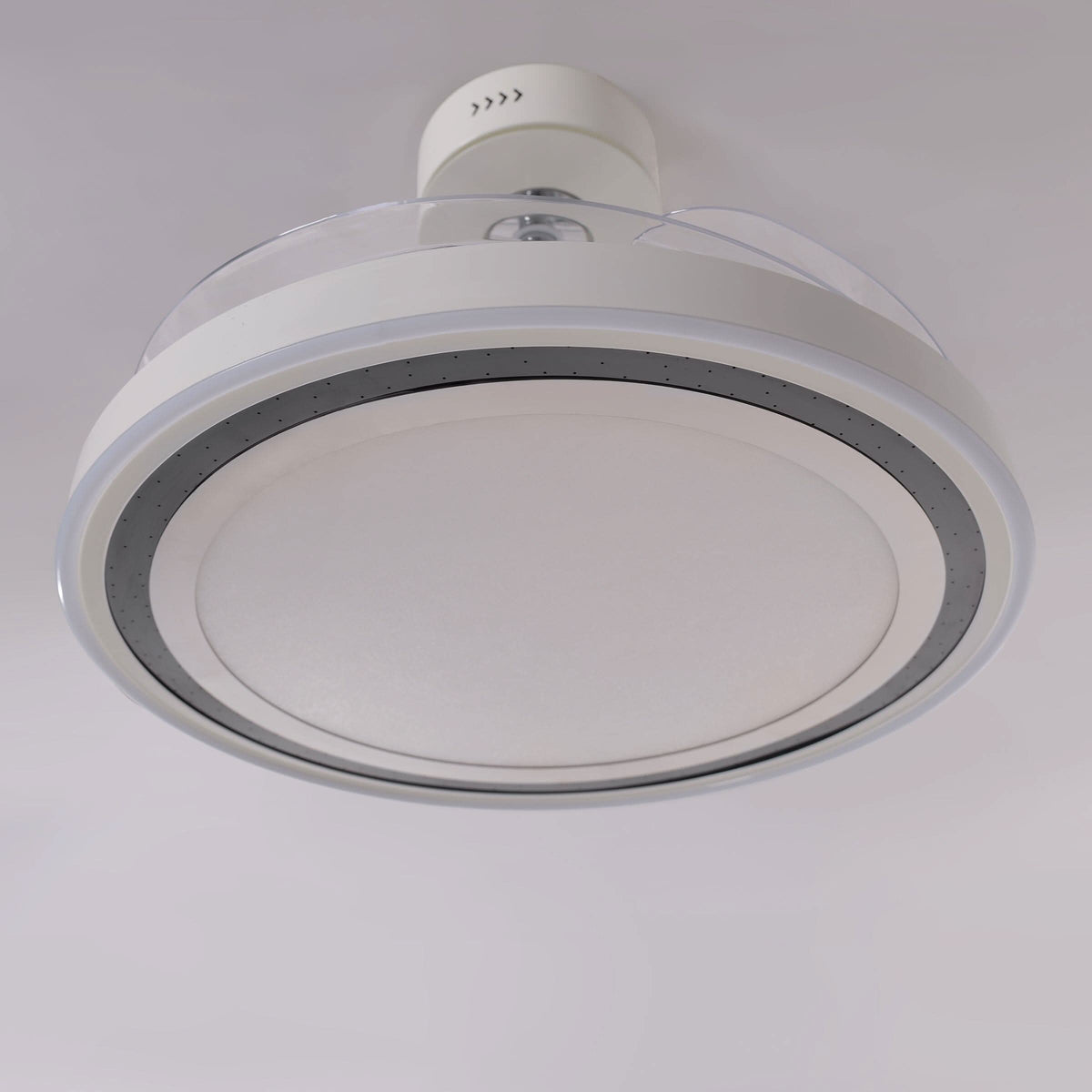 48 inch reversible ceiling fan with LED light with a compact motor and blade detail