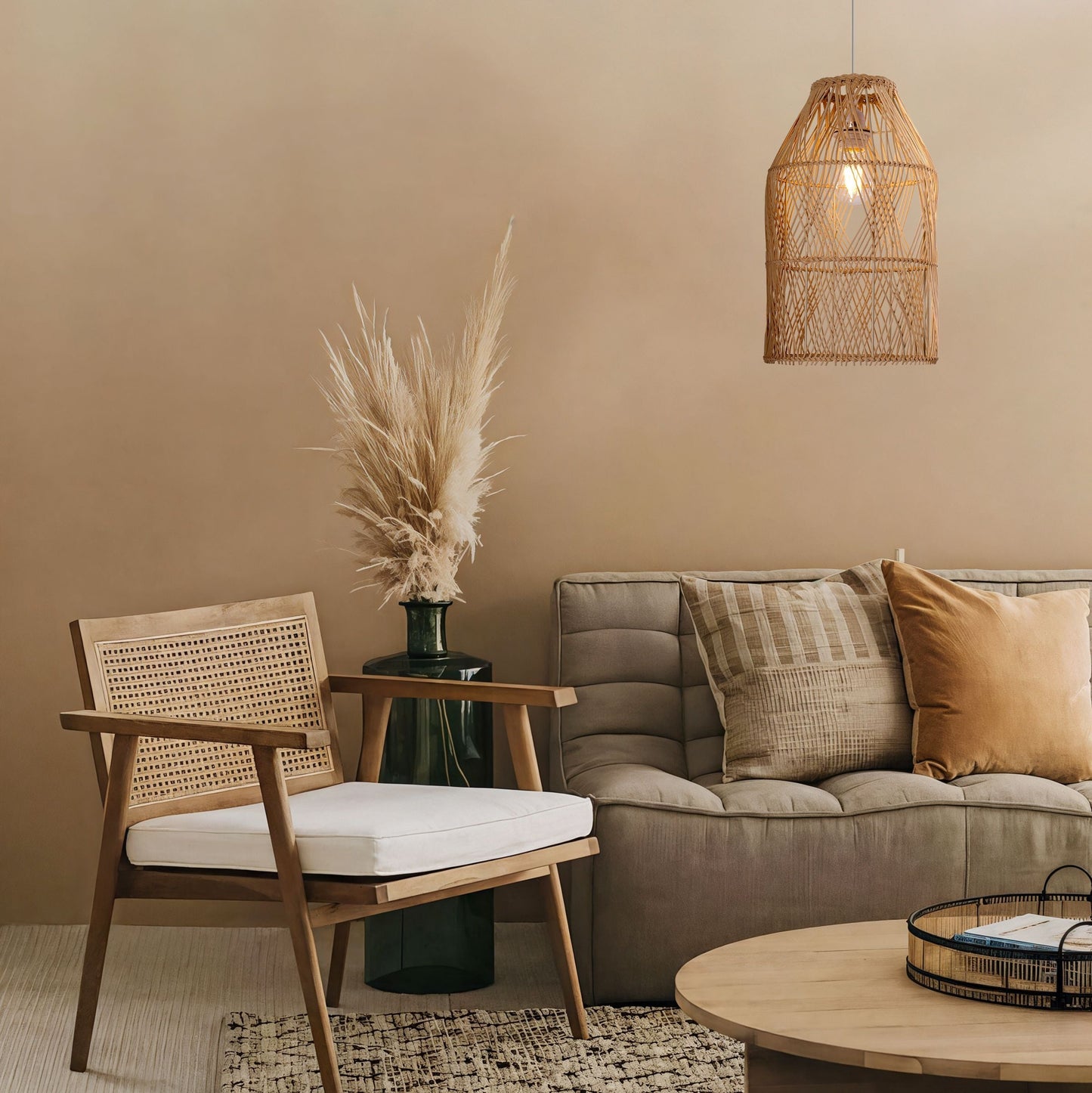 Lightsin Handwoven Rattan Pendant Light with Criss-Cross Pattern Lightsin UK