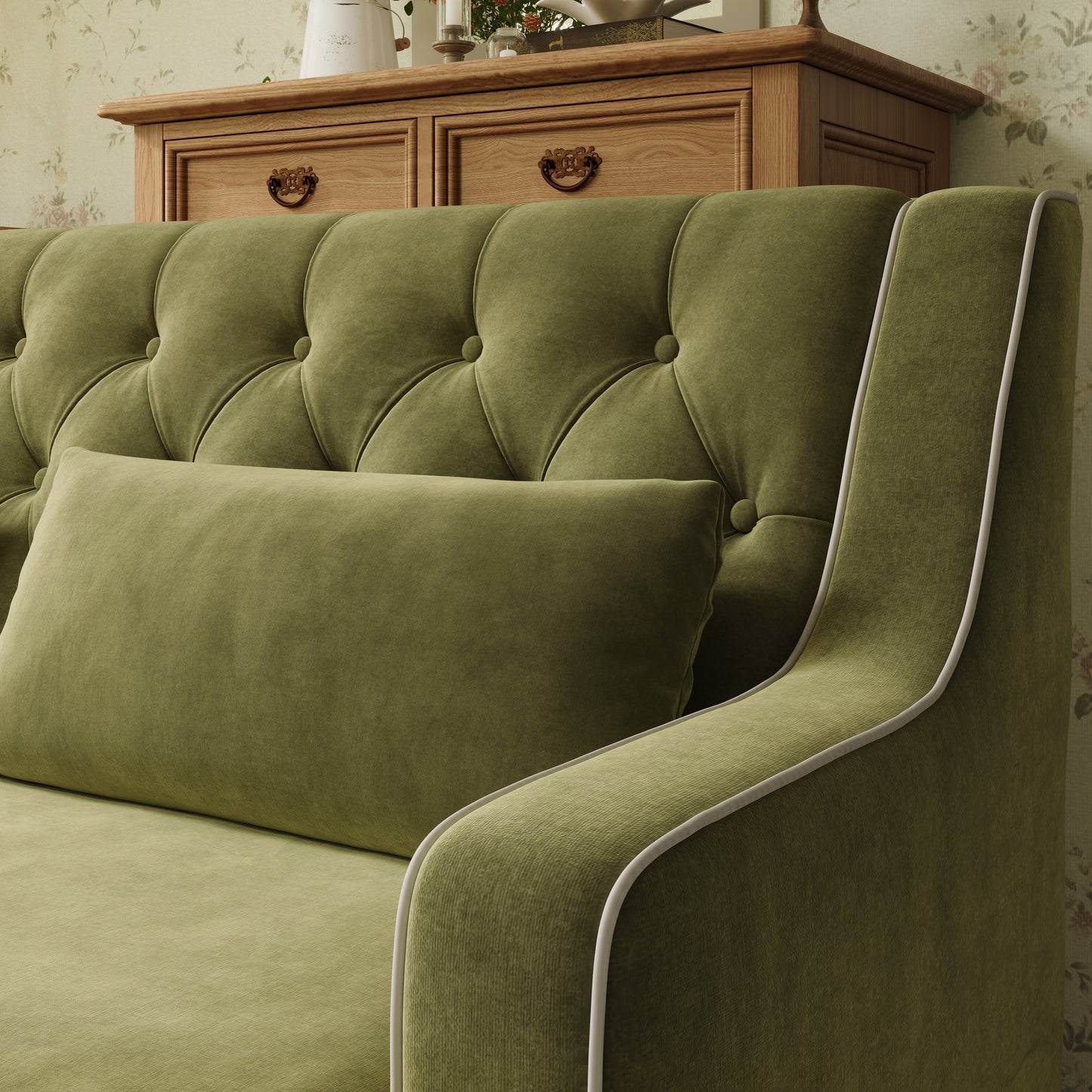 Country Fringe Skirt Sofa for Relaxed Home Living