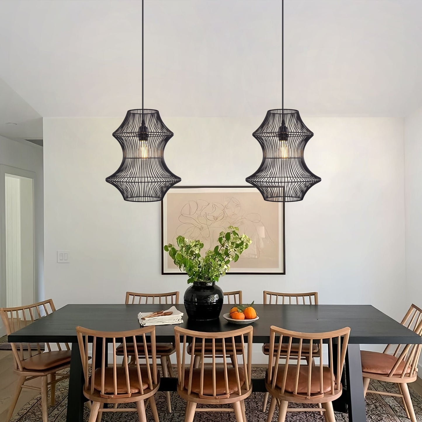 Lightsin Industrial Black Iron Pendant Light with Hourglass Shape Lightsin UK