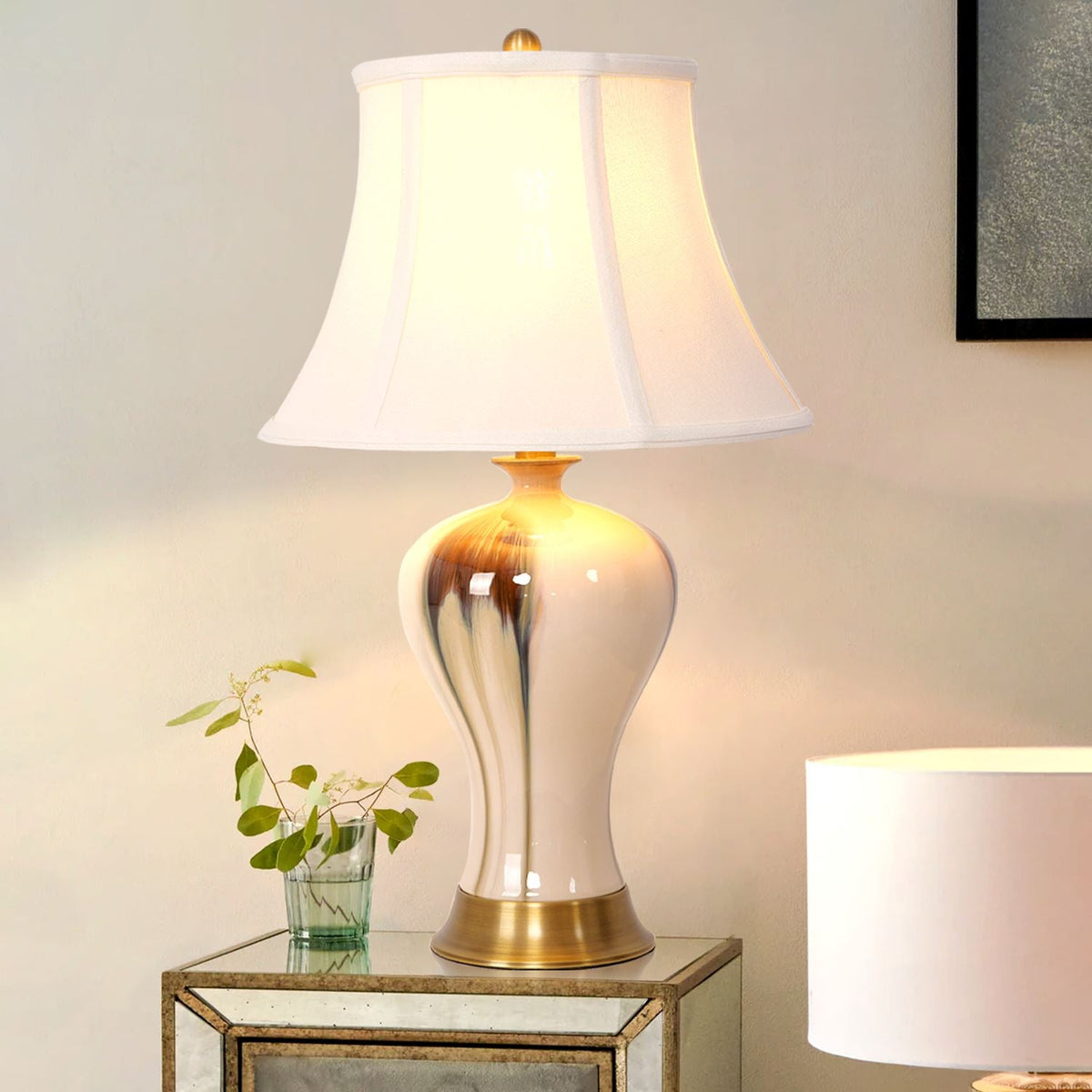 Living Nest UK Black Gold Gradient Glazed Ceramic Table Lamp Vase Lamp Living Nest UK