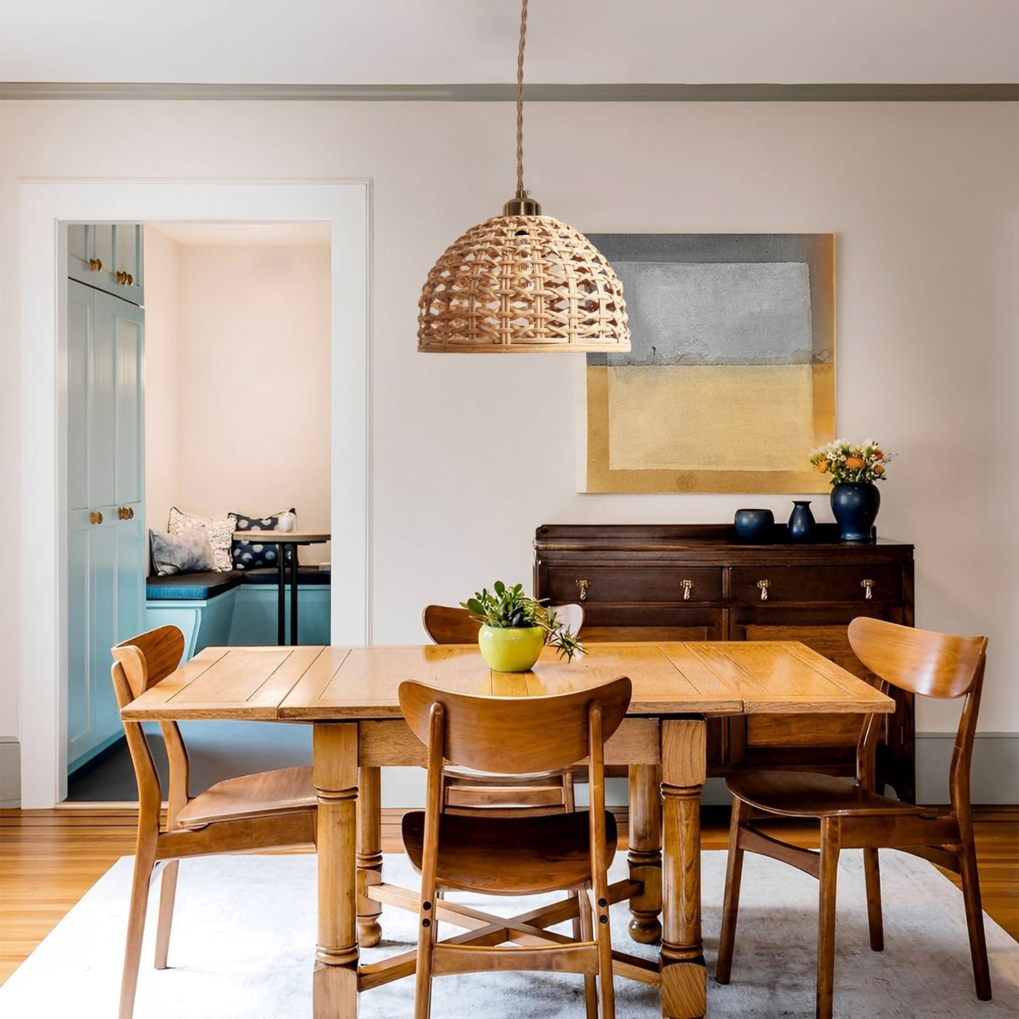 Lightsin Nature-Inspired Wooden Dome Warm Glow Pendant Light Lightsin UK