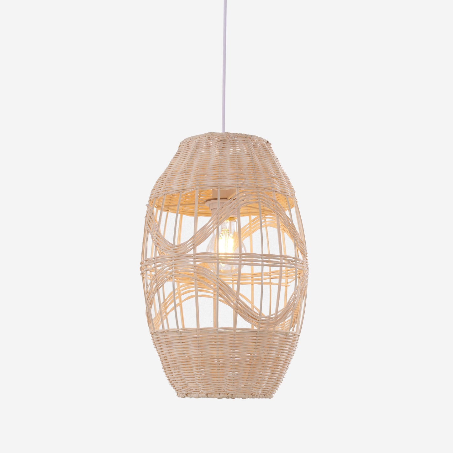 Lightsin Boho-Chic Handwoven Elongated Oval Rattan Pendant Light Lightsin UK