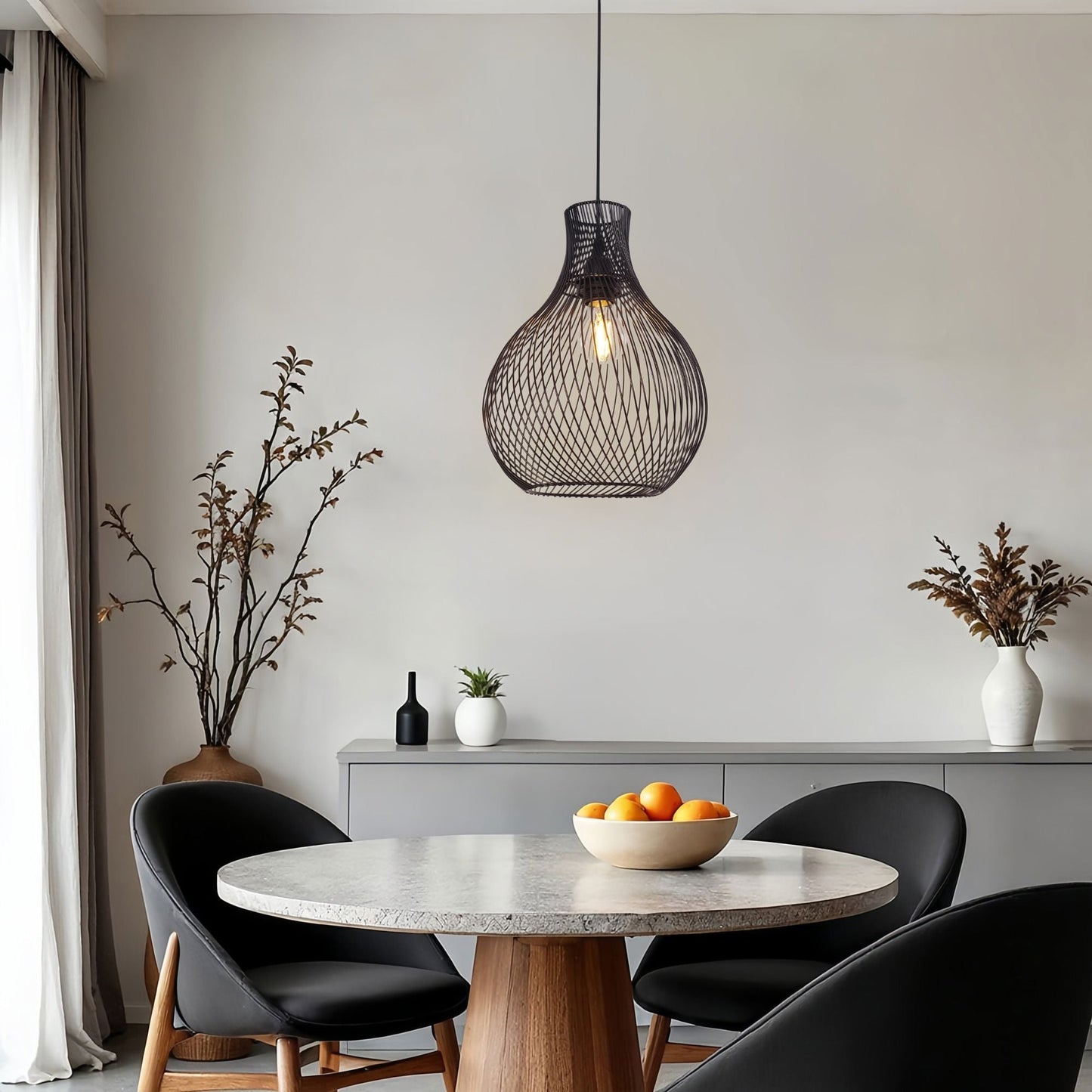 Lightsin Minimalist Black Wire Cage Pendant Light for Home Decor Lightsin UK