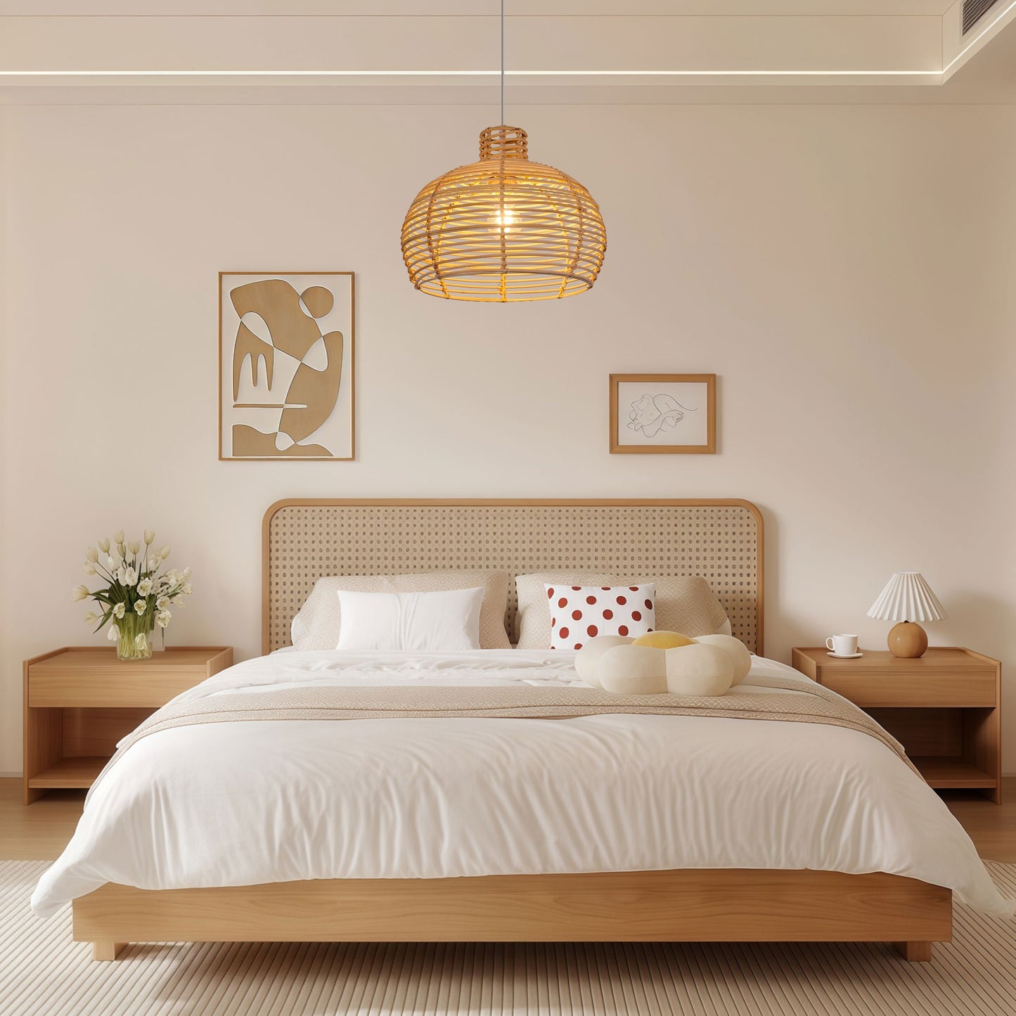 Lightsin Lightweight Open Weave Rattan Ceiling Light Lightsin UK