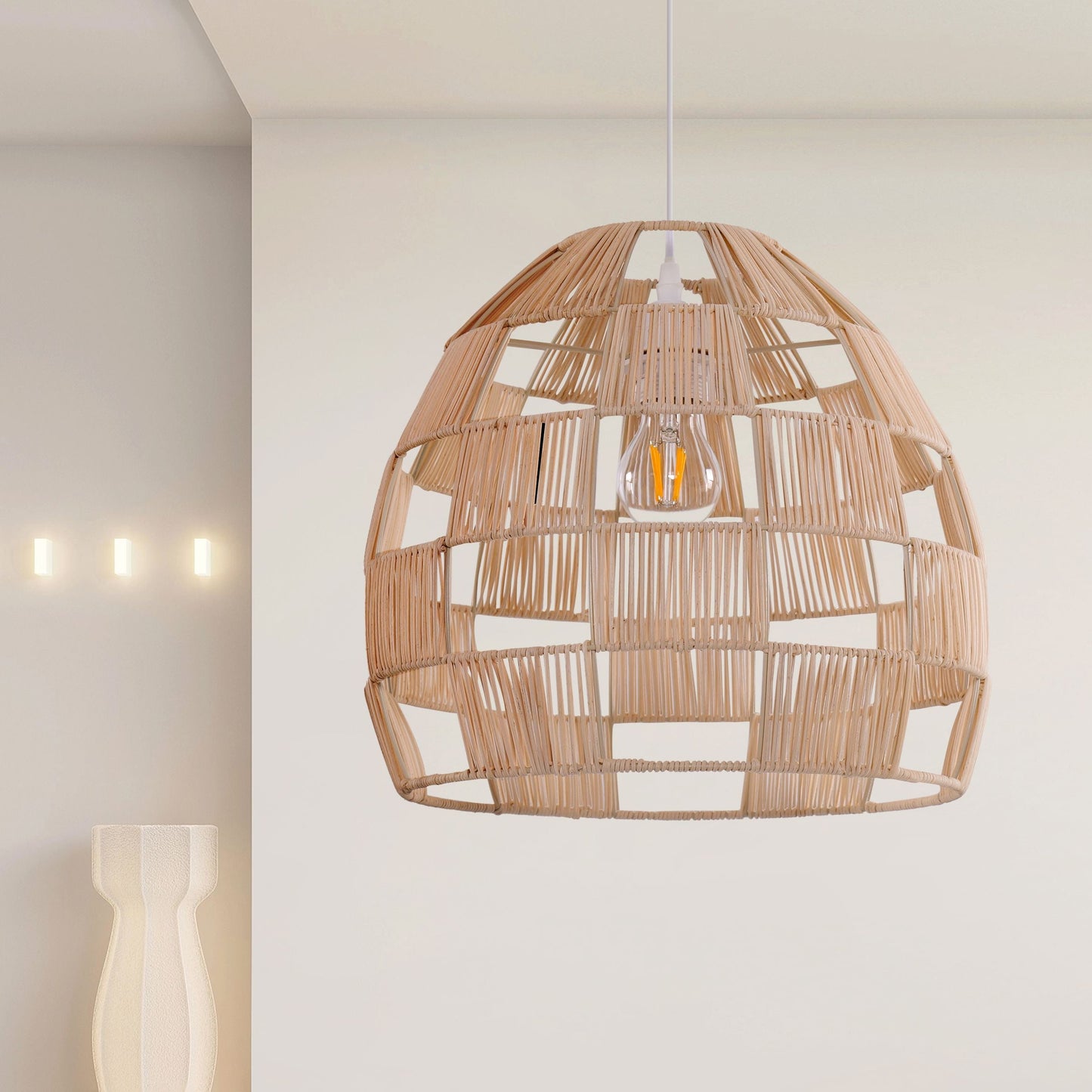 Lightsin Handwoven Rattan Pendant Light for a Warm & Stylish Ambiance Lightsin UK 1 Unit