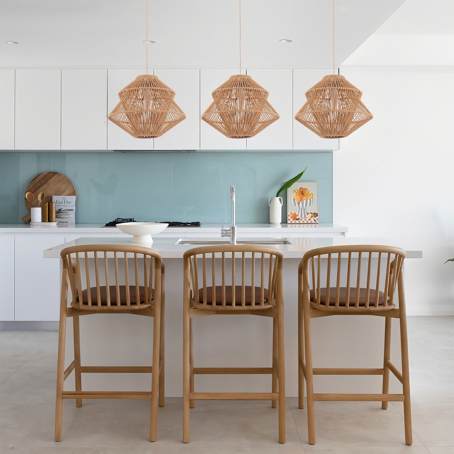 Living Nest UK Rustic Paper Rope Iron Pendant Light Living Nest UK